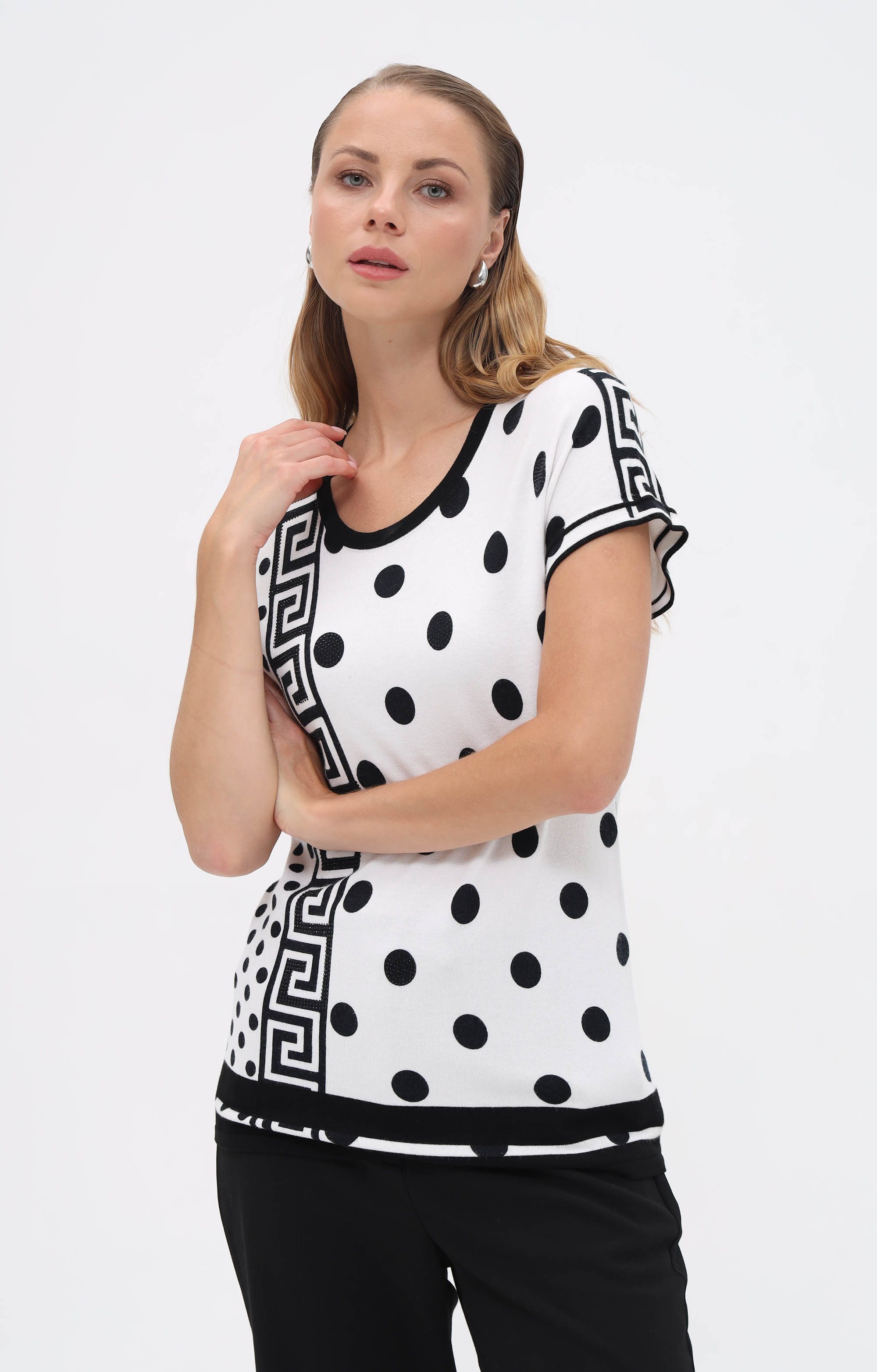 Passioni T-Shirt mit Mäander- und Punktmuster günstig online kaufen