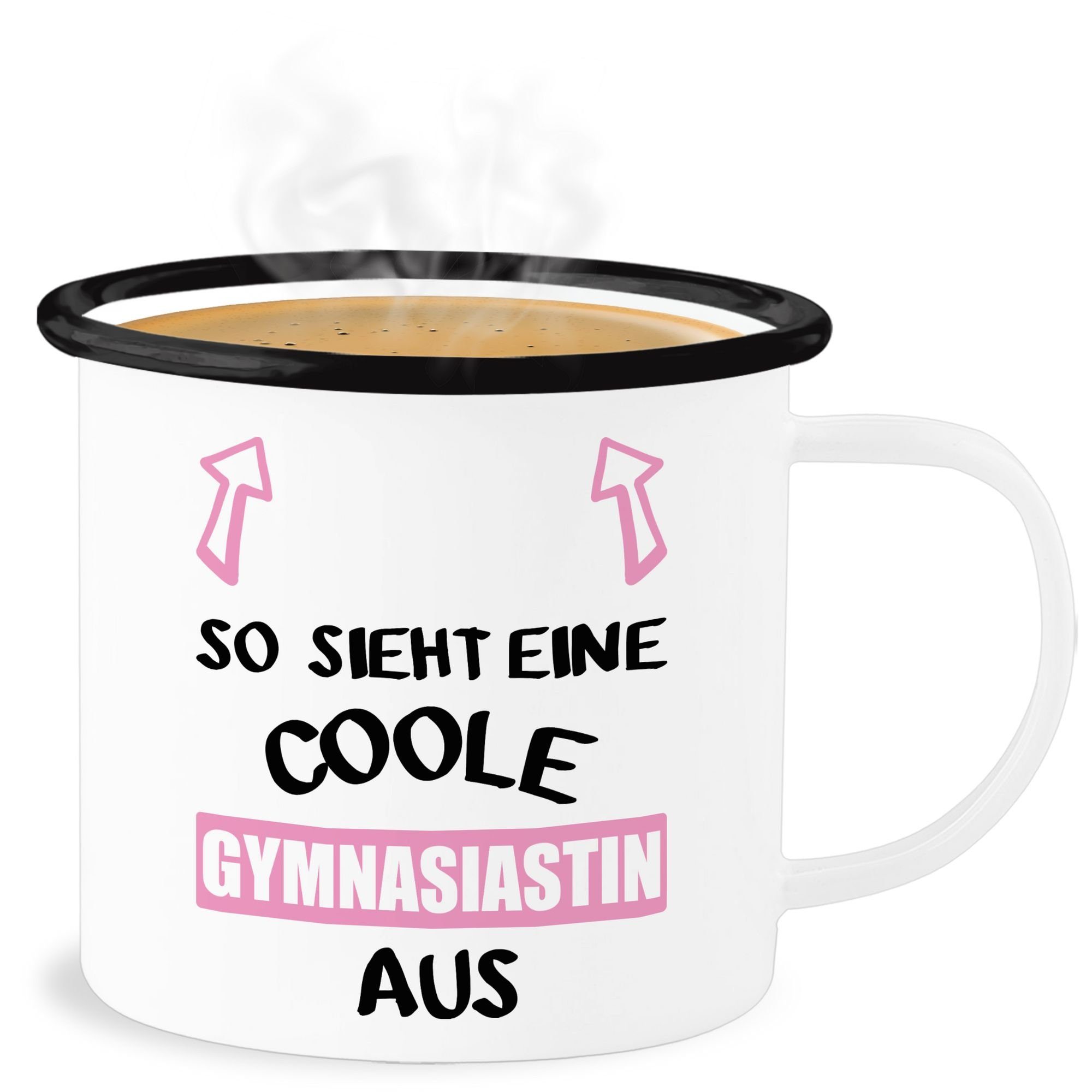 Shirtracer Becher So sieht eine coole Gymnasiastin aus, Stahlblech, Einschulung Geschenk Tasse 1 Weiß Schwarz