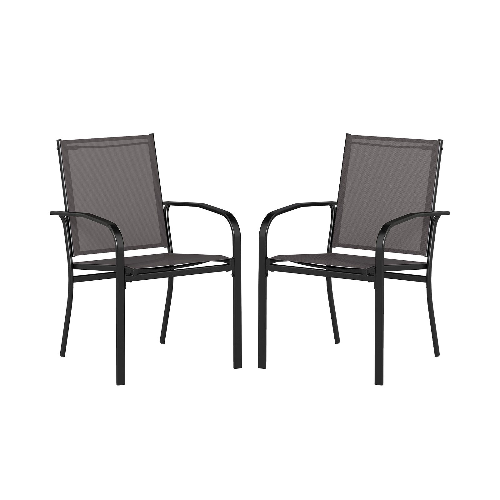 COSTWAY Gartenstuhl (2 St), stapelbares Esszimmerstuhl-Set mit Metallrahmen