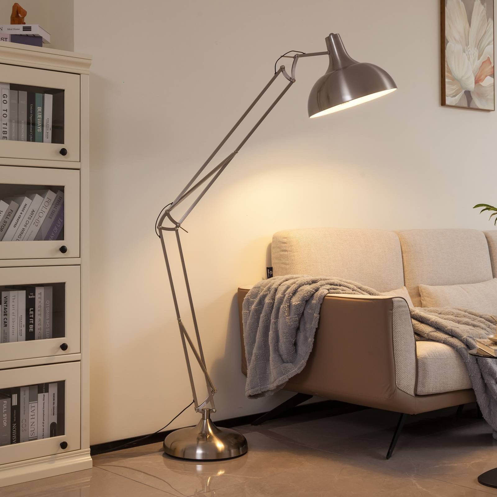Lindby Stehlampe Leia, Metall, Chrom IP20, 1 x 15 W LED