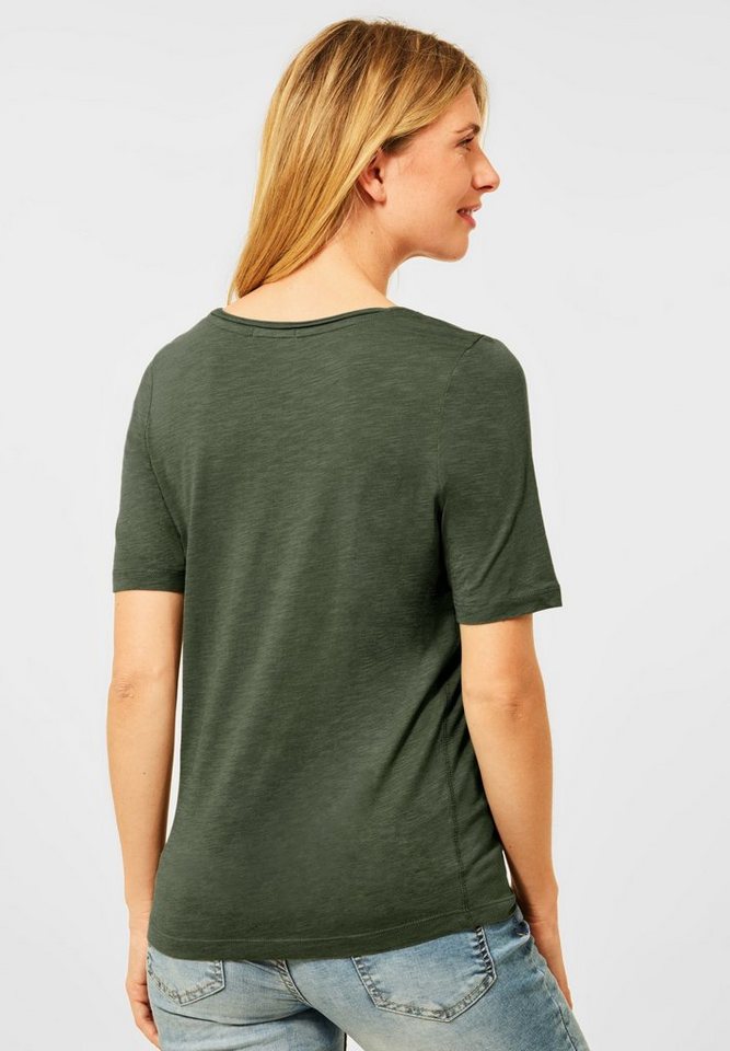 Cecil T-Shirt Cecil T-Shirt mit Wordingprint in Desert Olive Gre (1-tlg)  Locker geschnitten, Maße bei Größe M ca.: Länge 68 cm, Brust 109 cm,  Saumweite 108 cm