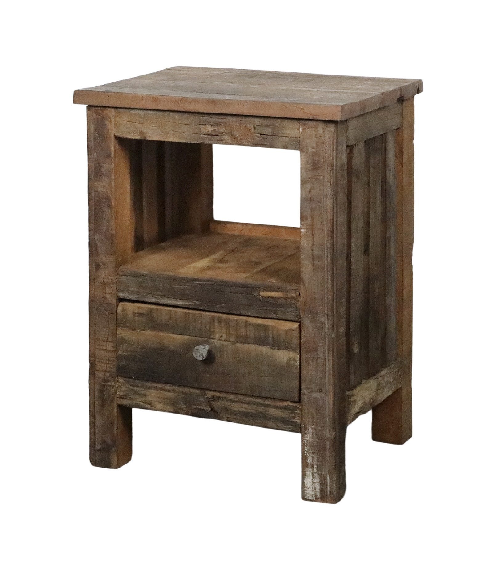 Chic Antique Nachttisch Chic Antique Tisch m. Schublade Alt Holz Unika Nachttisch Schrank