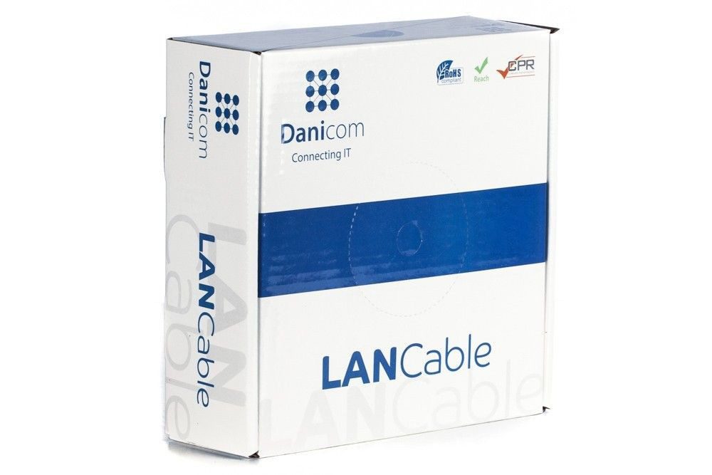 Danicom CAT5e U/UTP 50m kabel auf rolle flexibel grau CCA Netzwerkkabel, (5000 cm), Cat5e, CCA