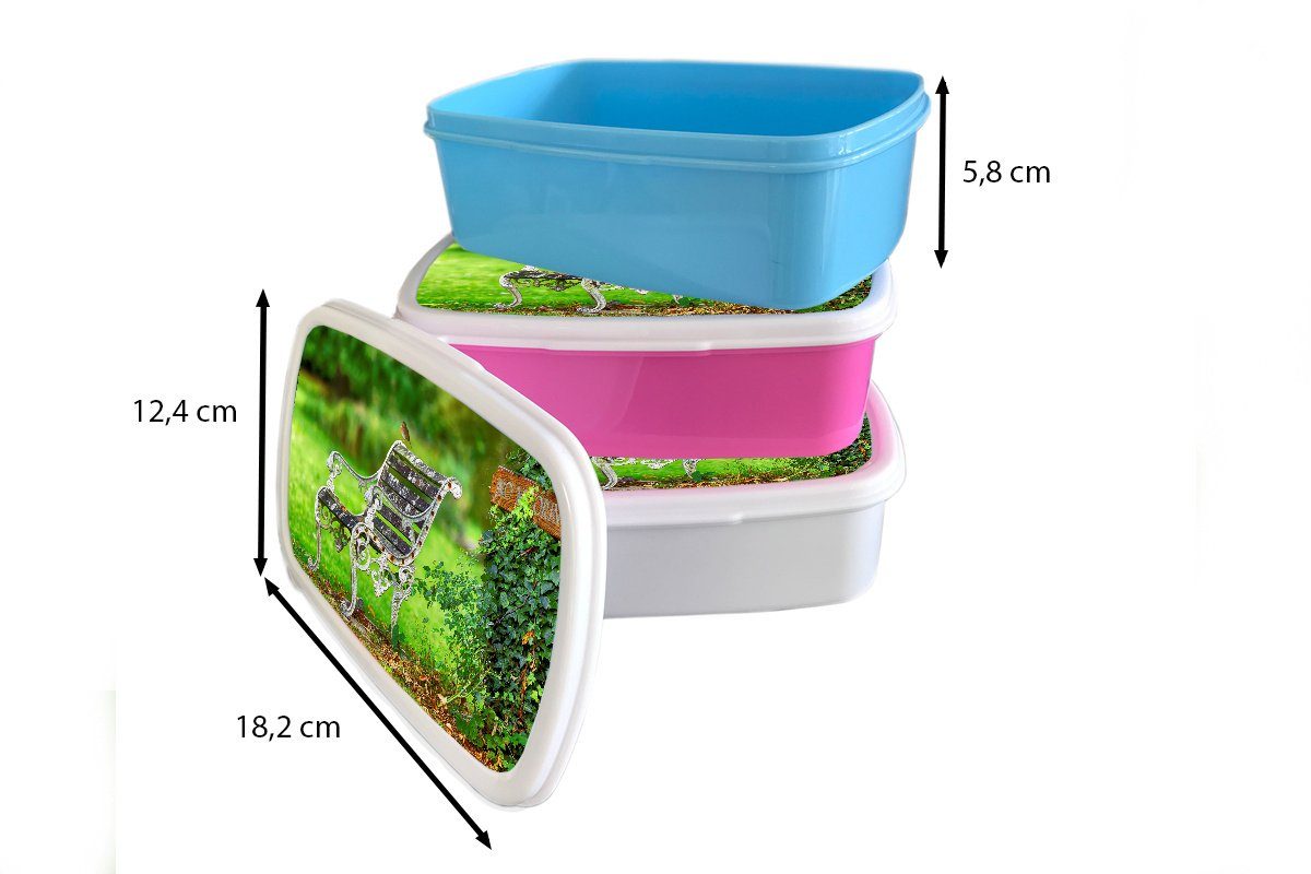 MuchoWow Lunchbox Rotkehlchen - Brotbox Natur, weiß für Mädchen - und Erwachsene, Jungs (2-tlg), Bank Kinder Kunststoff, und für Brotdose