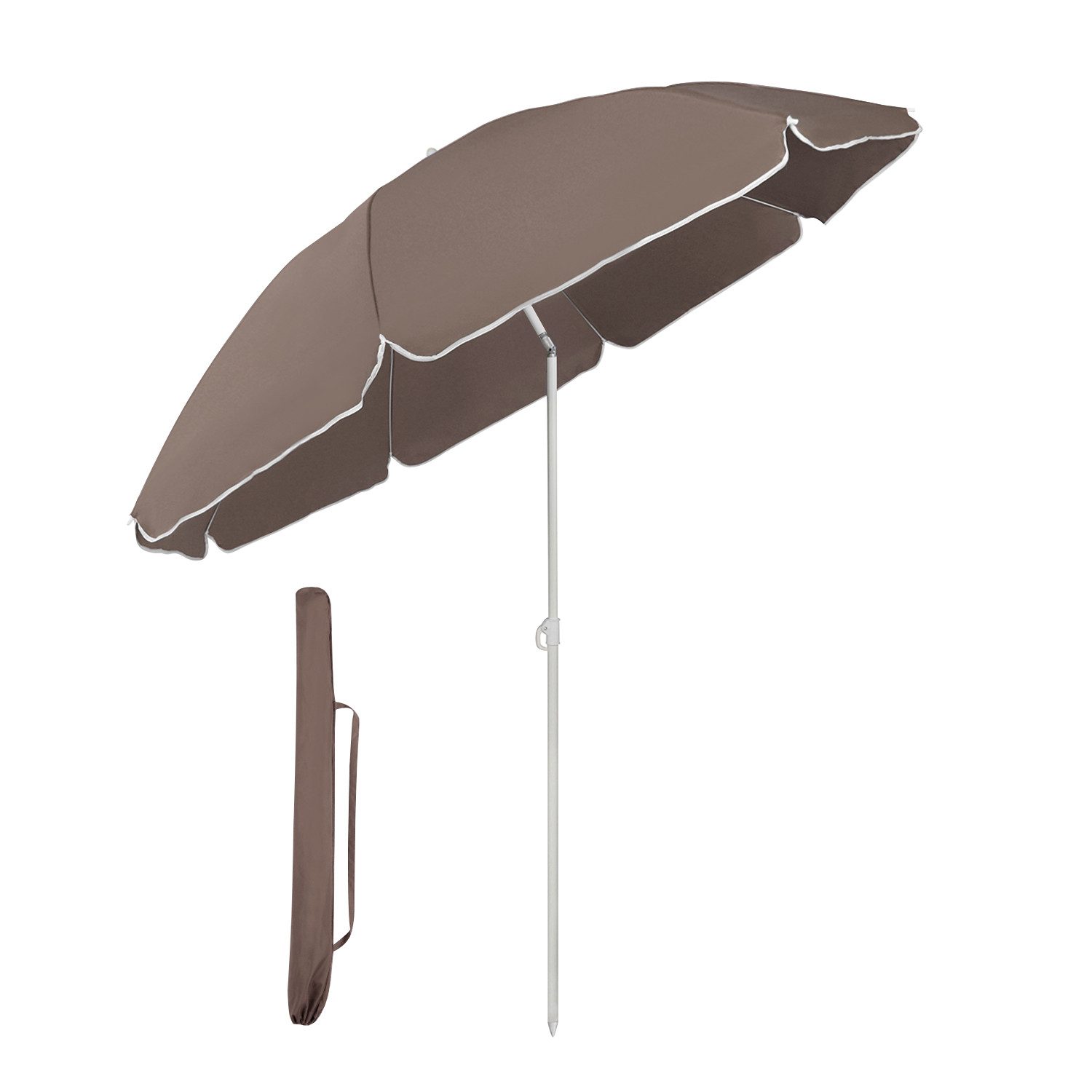 SUNULA Sonnenschirm Ø140/Ø160 cm Balkonschirm Rund Strandschirm mit Schutzhülle, LxB: 140x140 cm, 140 cm mit Knickfunktion, Höhenverstellbar, Leicht zu Transportieren