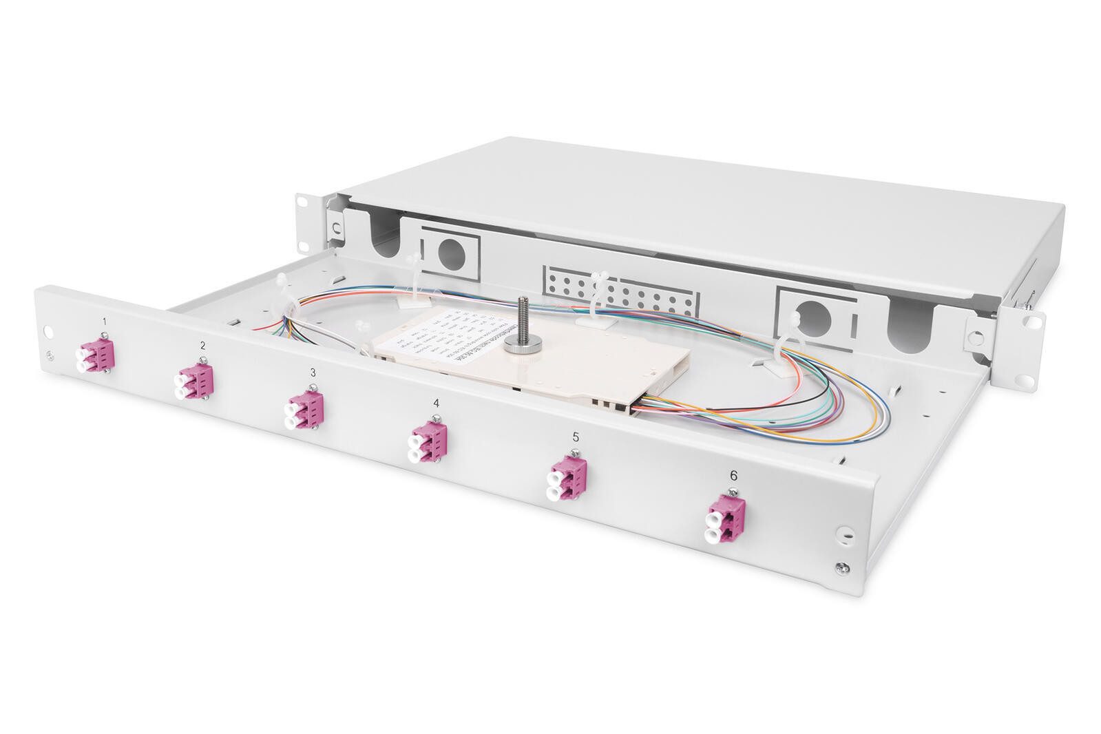 Digitus LWL Spleißbox, 1HE, bestückt, 6x LC DX, OM4 Netzwerk-Switch