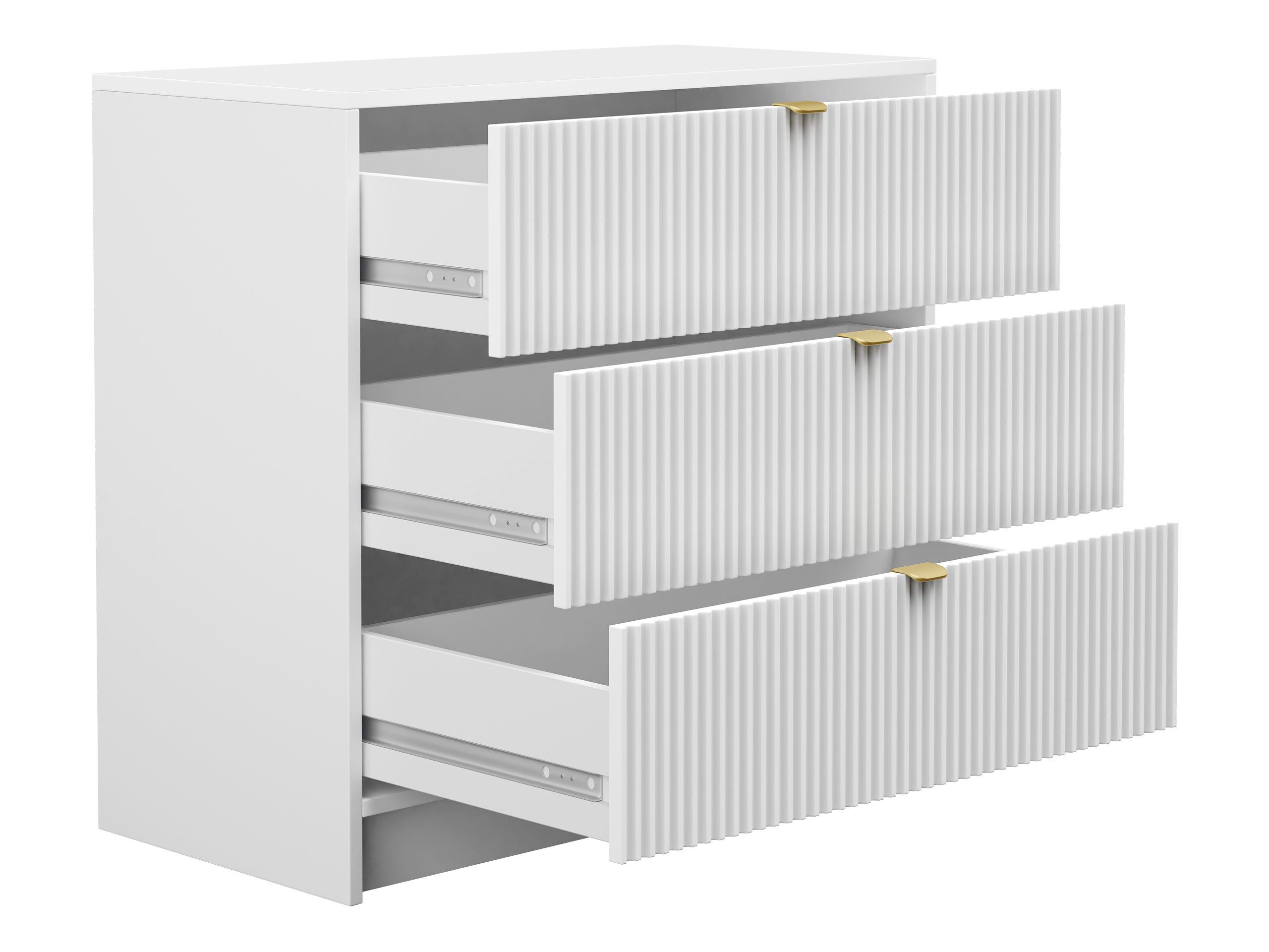 MIRJAN24 Kommode Tireno 3SZ (mit drei Schubladen), Aluminiumgriff in der Farbe Gold – Bild 4 von 5
