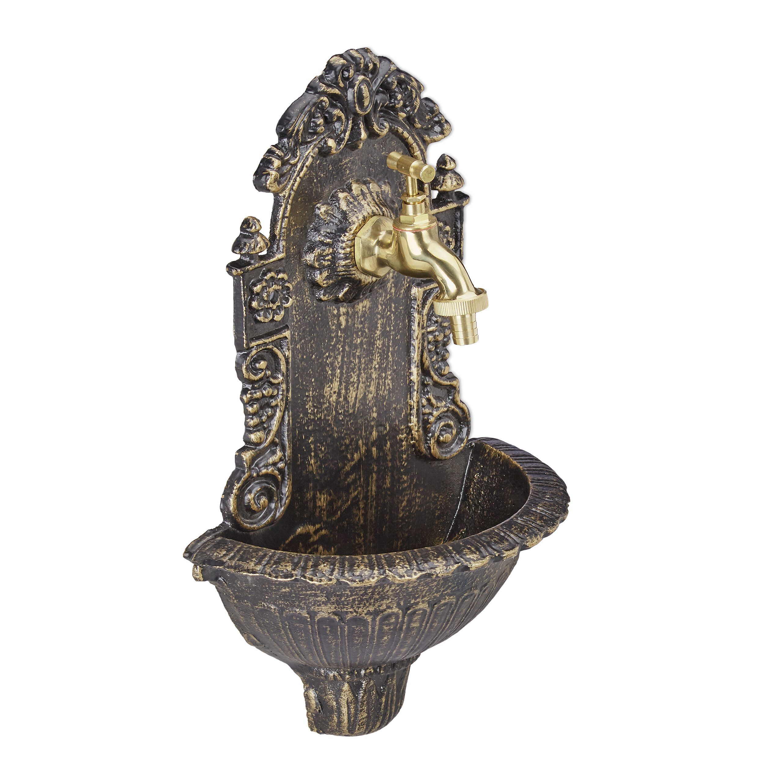 relaxdays Gartenbrunnen Wandbrunnen antik, Bronze günstig online kaufen