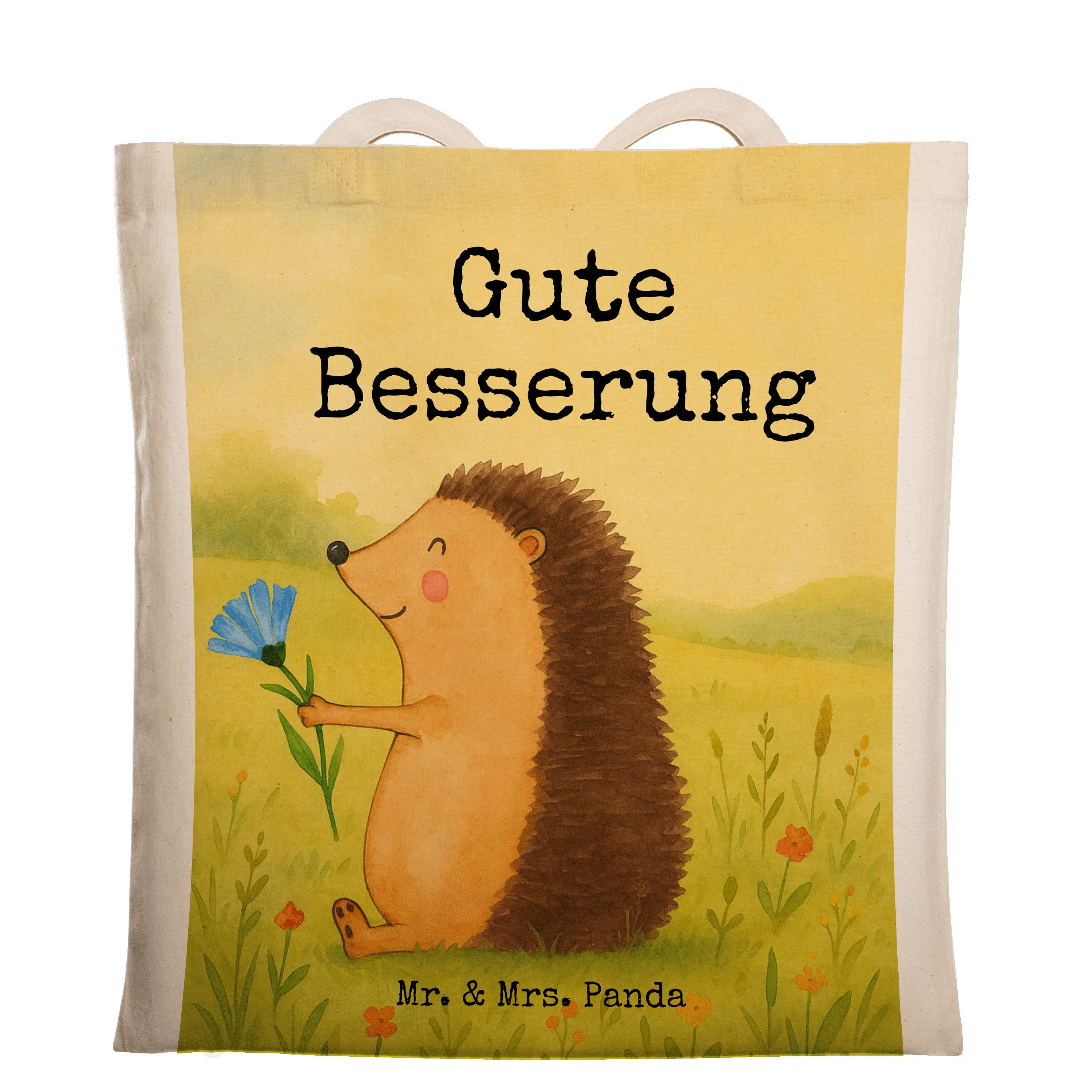 Tragetasche Igel Blumen Design, Tote Bag, Weiß, Bag, Genesungswünsche, Jutebeutel