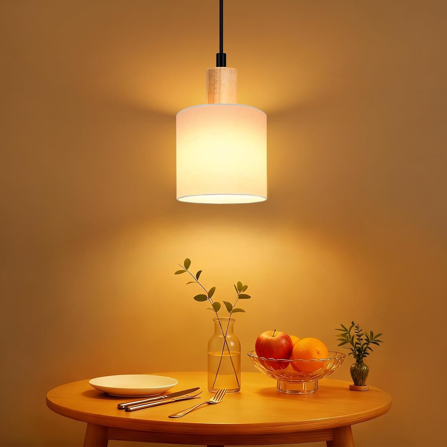 ZMH Pendelleuchte 1 Flammig Esstischlampe Holz - Hängeleuchte Vintage für Wohnzimmer, ‎Verstellbare Höhe, ohne Leuchtmittel, Rustikal Hängelampe Restaurant Schlafzimmer