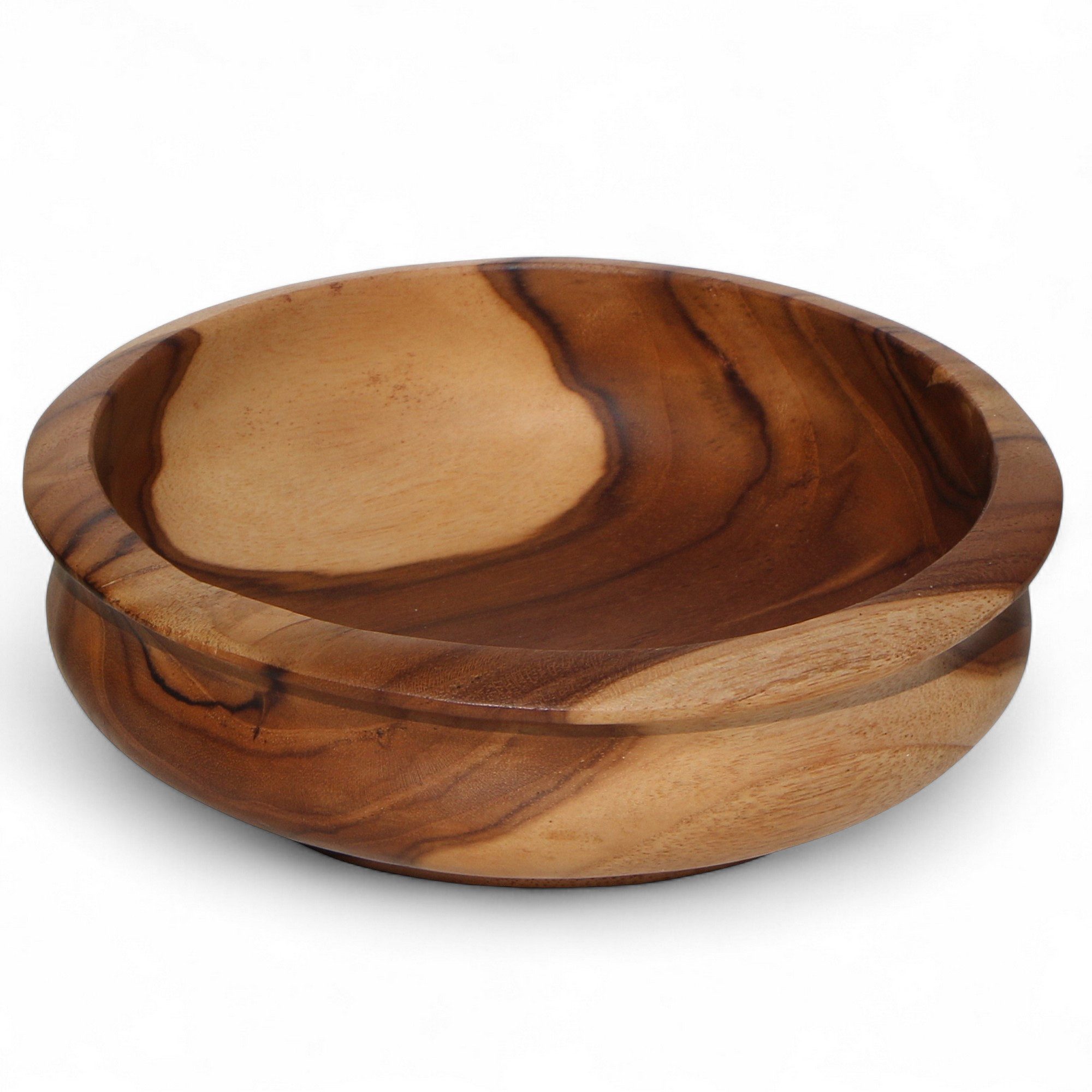 Wogeka Dekoschale 20 cm Teakholz Holz Obst Konfekt Snack Knabber Schale