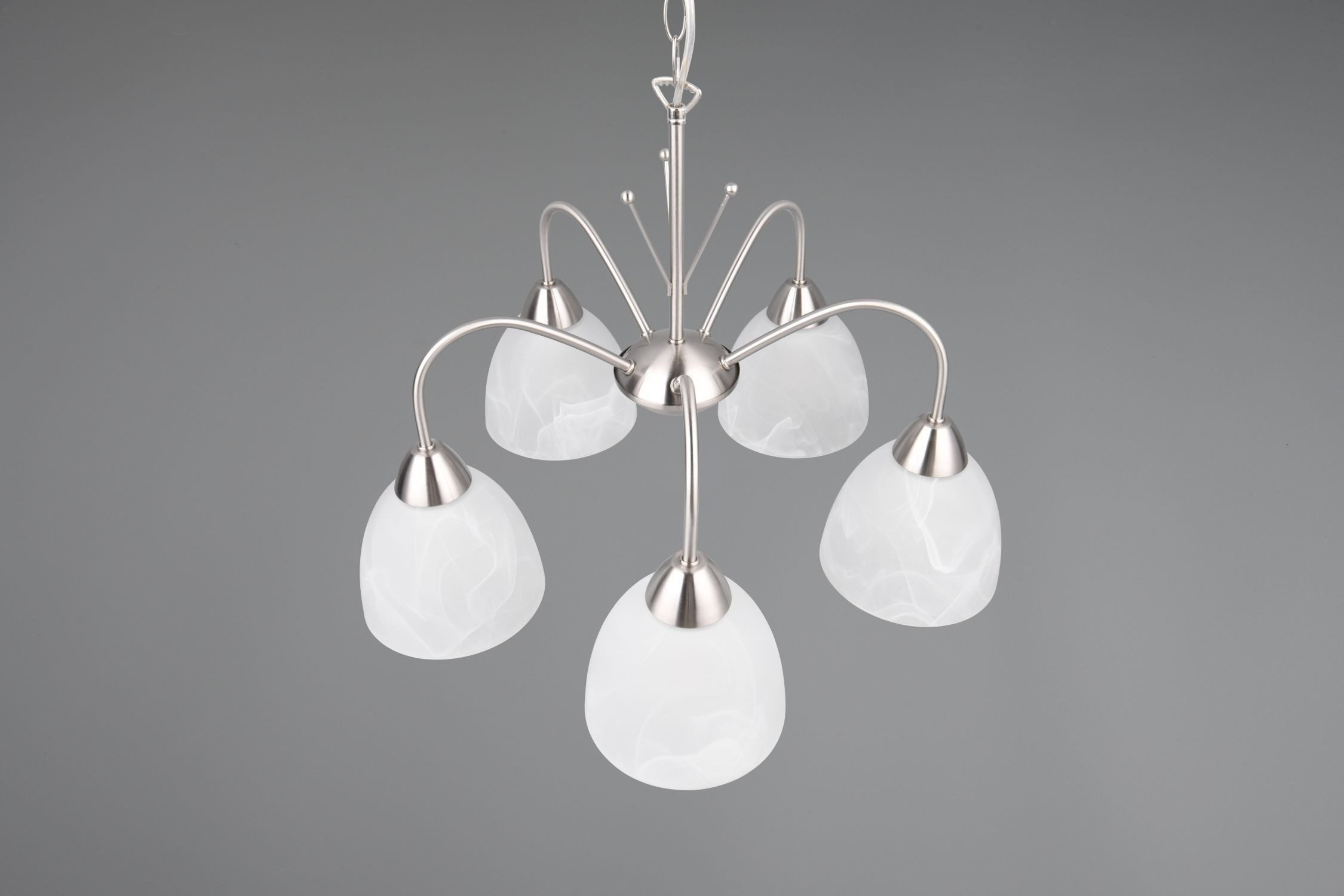 Licht-Erlebnisse Pendelleuchte SIEGBORN, ohne Leuchtmittel, Metall Glas E27 H: max. 150 cm Nickel Weiß Modern