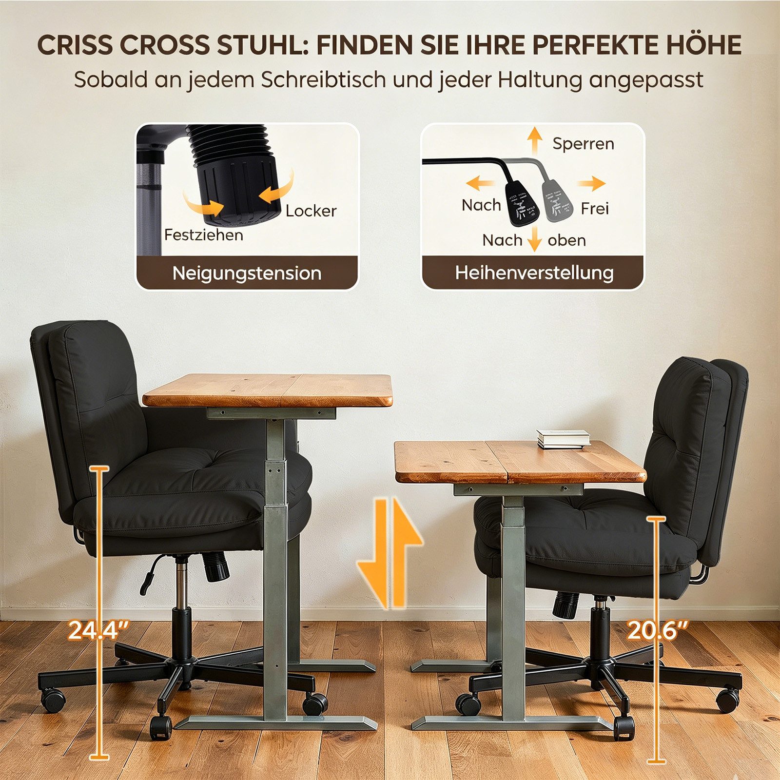 Bestier Drehstuhl Ergonomische Bürostühle, drehbare Kosmetikstühle, Bürostühle – Bild 5 von 5