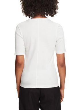 Esprit T-Shirt Geripptes T-Shirt mit V-Ausschnitt (1-tlg)