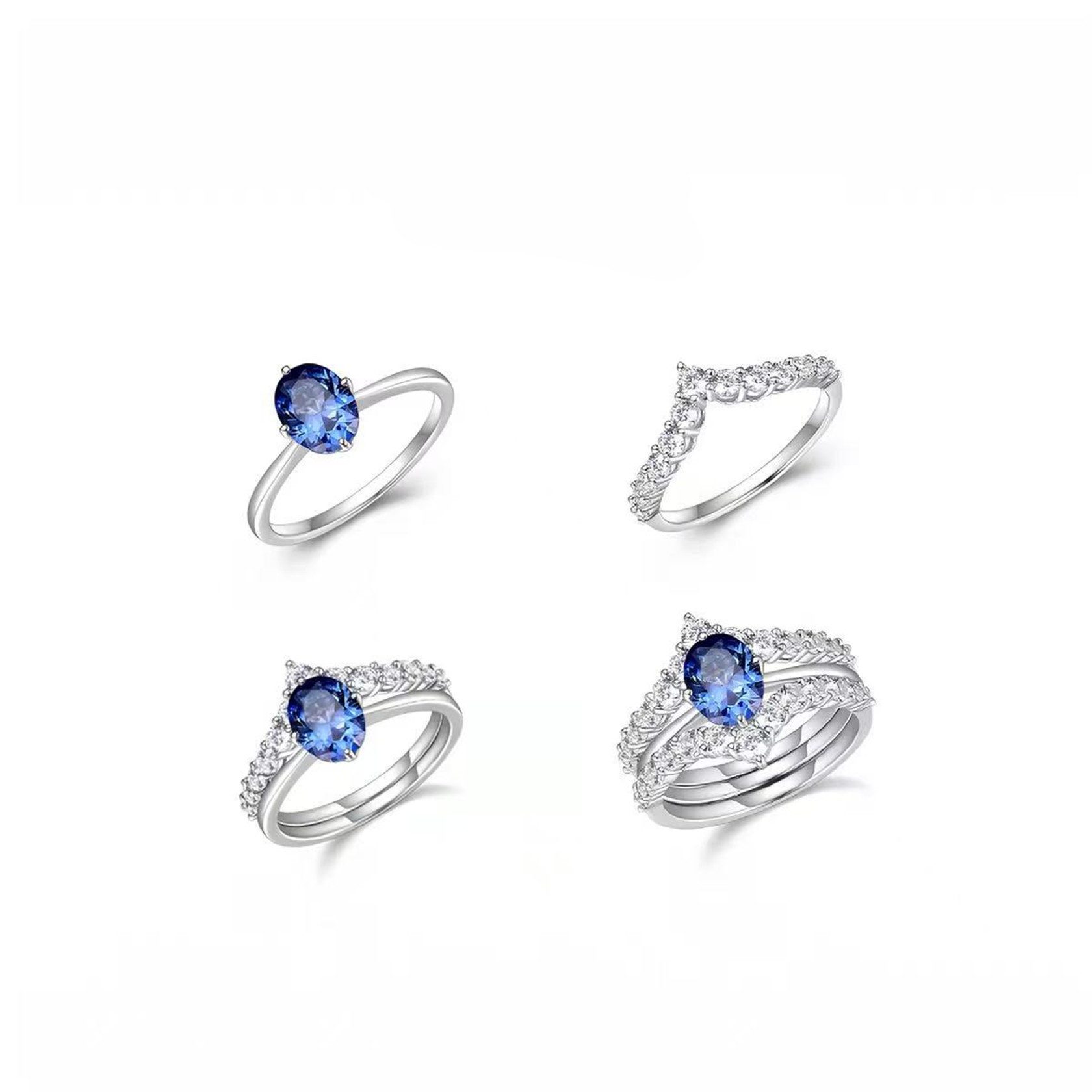 Jumpeak Diamantring 1ct Saphir-Ring, Im Labor gezüchteter Edelstein, Damenring, Ring-Set, D/E,VVS/VS,Liebes geschenk für sie,Valentinstag geschenk für sie