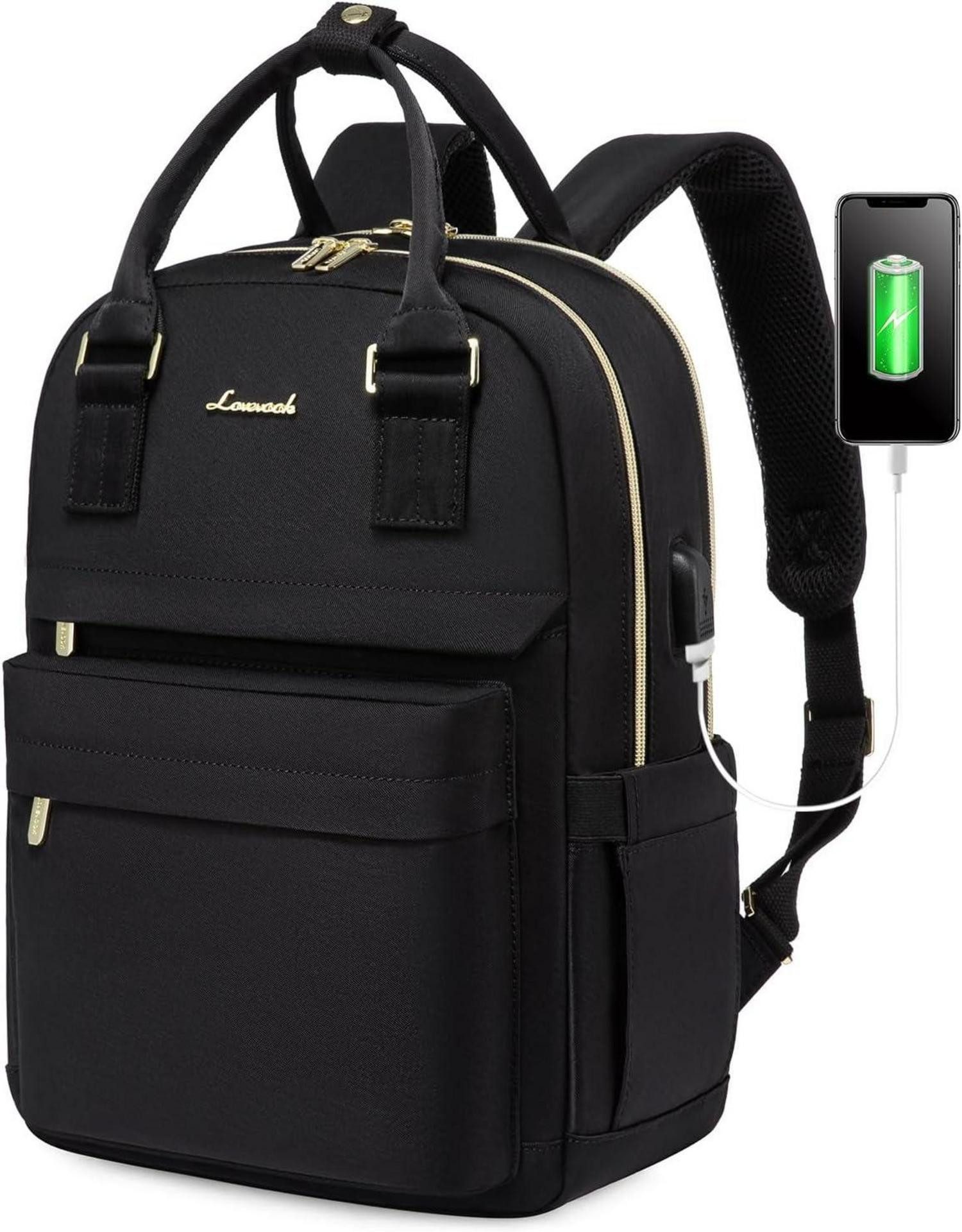 LuxusKollektion Minirucksack Damen Rucksack Klein 14 Zoll Laptopfach Schwarz Wasserdicht Mini Uni