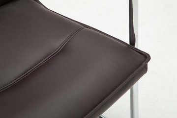 TPFLiving Besucherstuhl Sean mit hochwertig gepolsterter Sitzfläche - Konferenzstuhl (Küchenstuhl - Esszimmerstuhl - Wohnzimmerstuhl), Gestell: Metall chrom - Sitzfläche: Kunstleder braun
