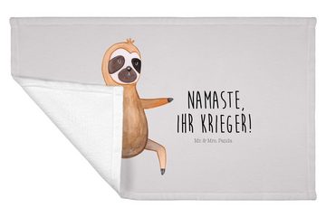 Mr. & Mrs. Panda Handtuch Faultier Yoga - Grau Pastell - Geschenk, Meditation, Krieger, Sport H, (1-St), Allseitig umsäumt