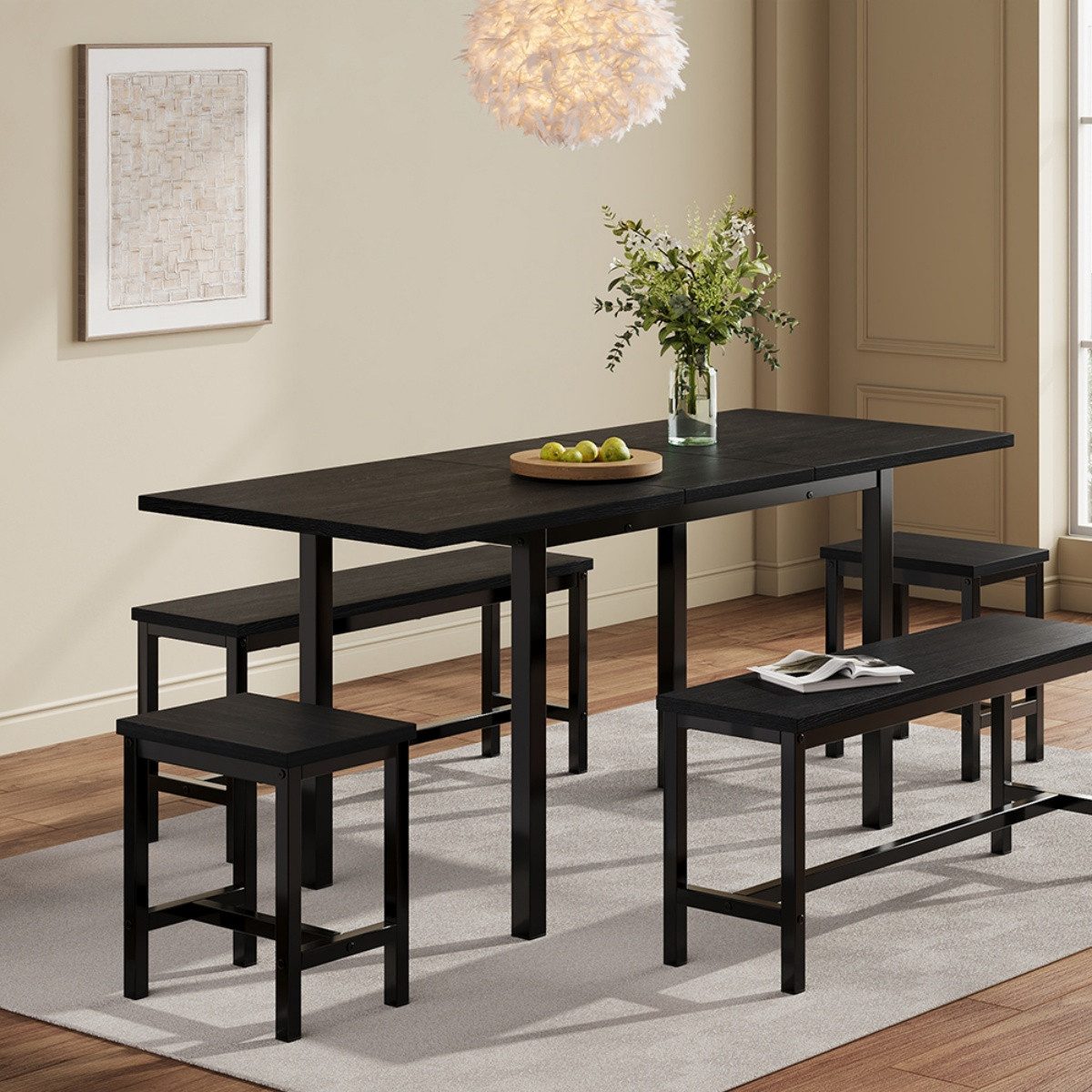 IDEASY Essgruppe 5St. Esstisch-Set in schwarz, günstig online kaufen