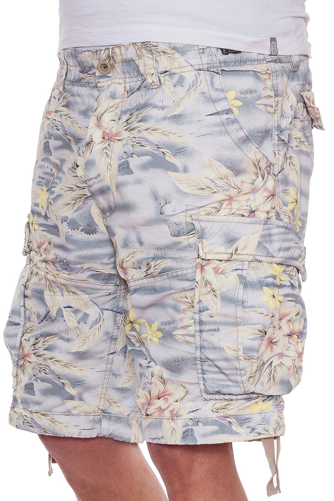 Jet Lag Cargoshorts Flower Green, Flower Blue, Hawaii Flower