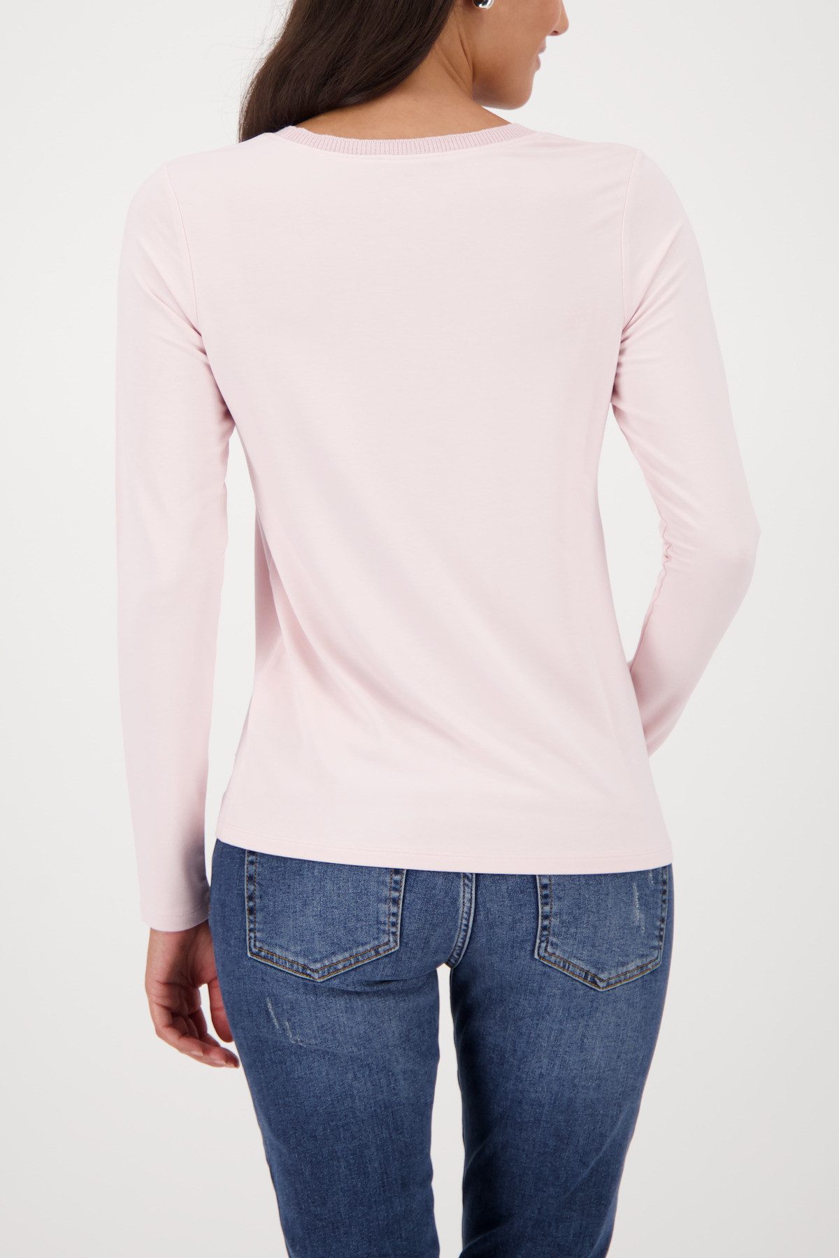 Monari Langarmshirt Shirt Basic Schmuck Kette Regular fit mit Rundhalsausschnitt