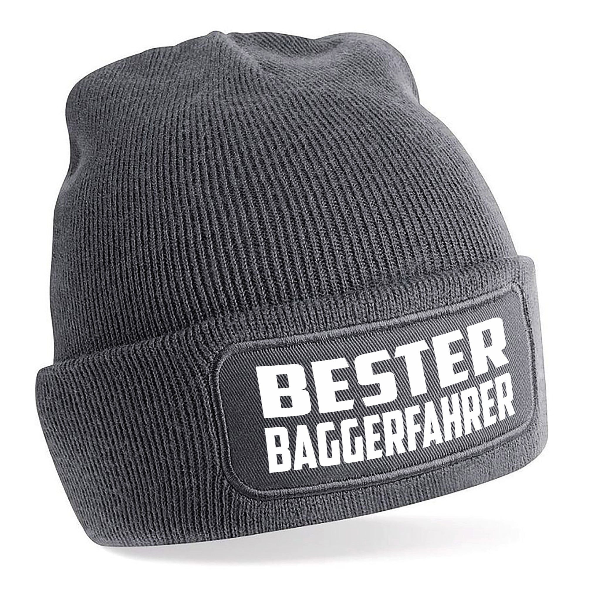 Beanie Strickmütze mit Spruch BESTER BAGGERFAHRER