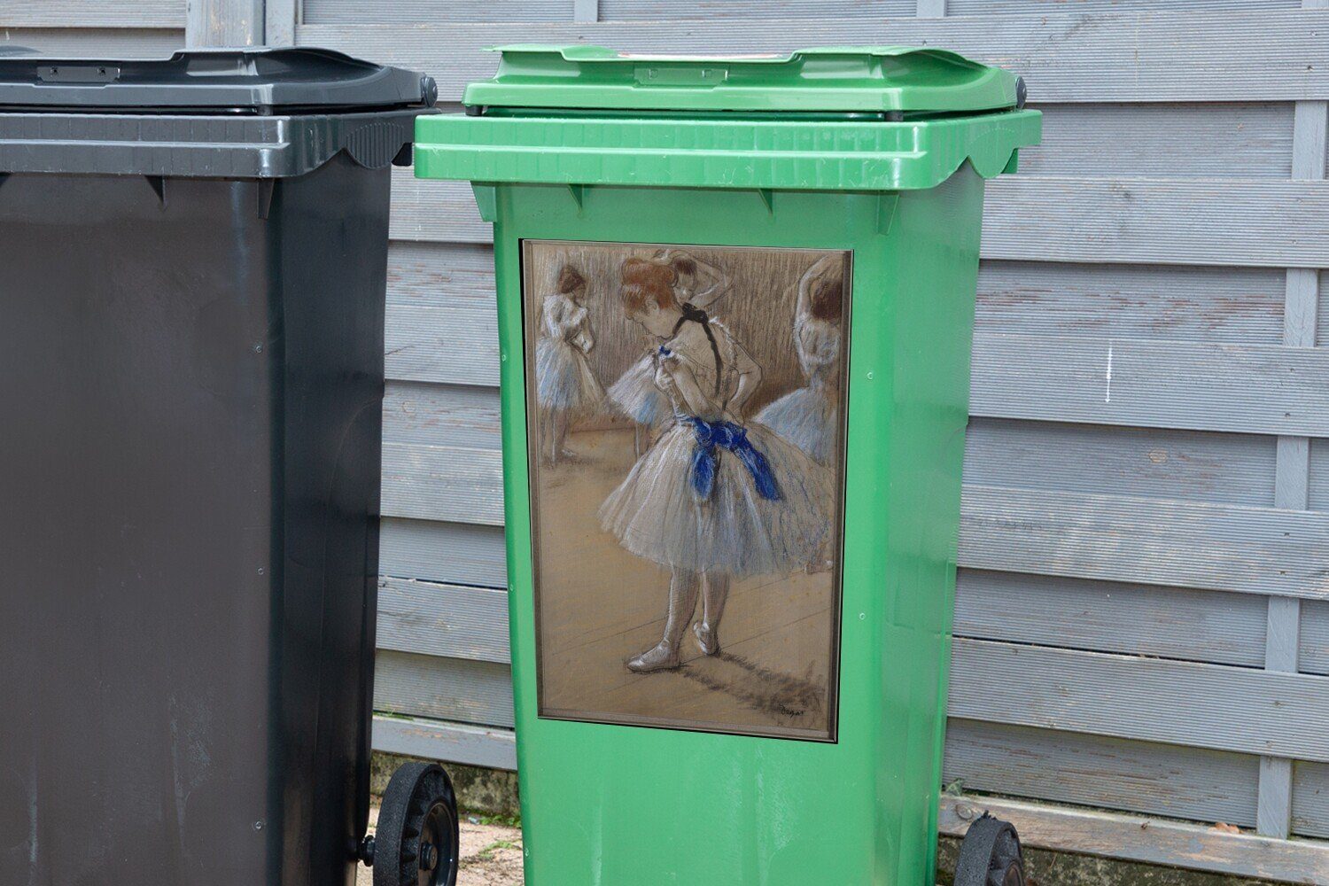 (1 Container, St), Wandsticker - Gemälde Degas Tänzerin Mülltonne, von Abfalbehälter MuchoWow Mülleimer-aufkleber, Edgar Sticker,