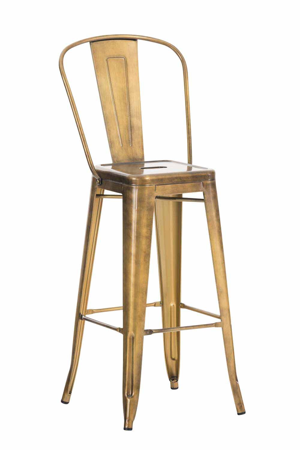 furnicato Barhocker Aiden mit hoher Rückenlehne 115x44x52 cm Gold (1 St), Stabiler Tresenhocker mit hoher Rückenlehne und bequemer Fußstütze