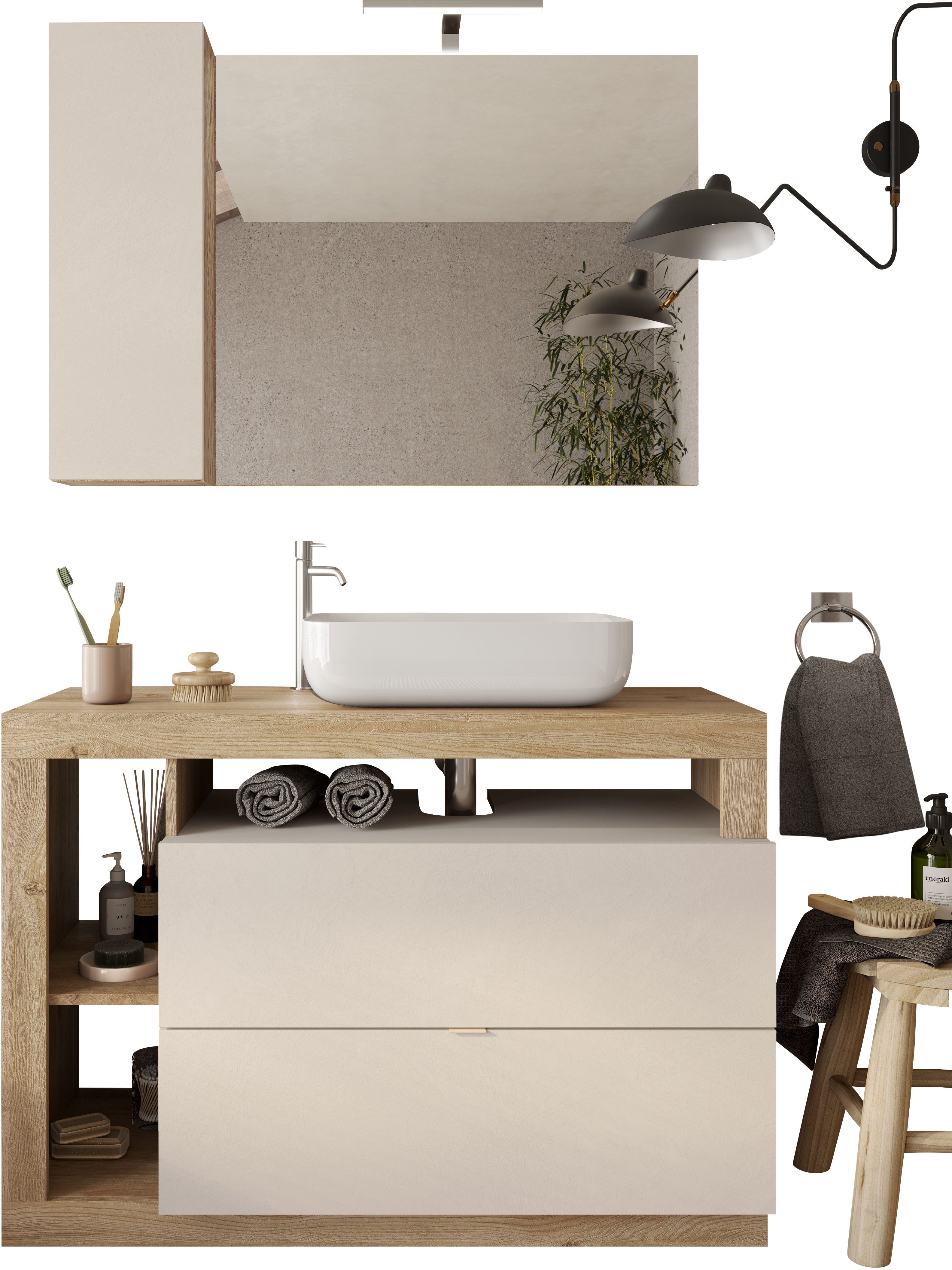 welltime Badmöbel-Set Hamburg, Badezimmerset 2tlg. Breite 110 cm, Badmöbel, günstig online kaufen