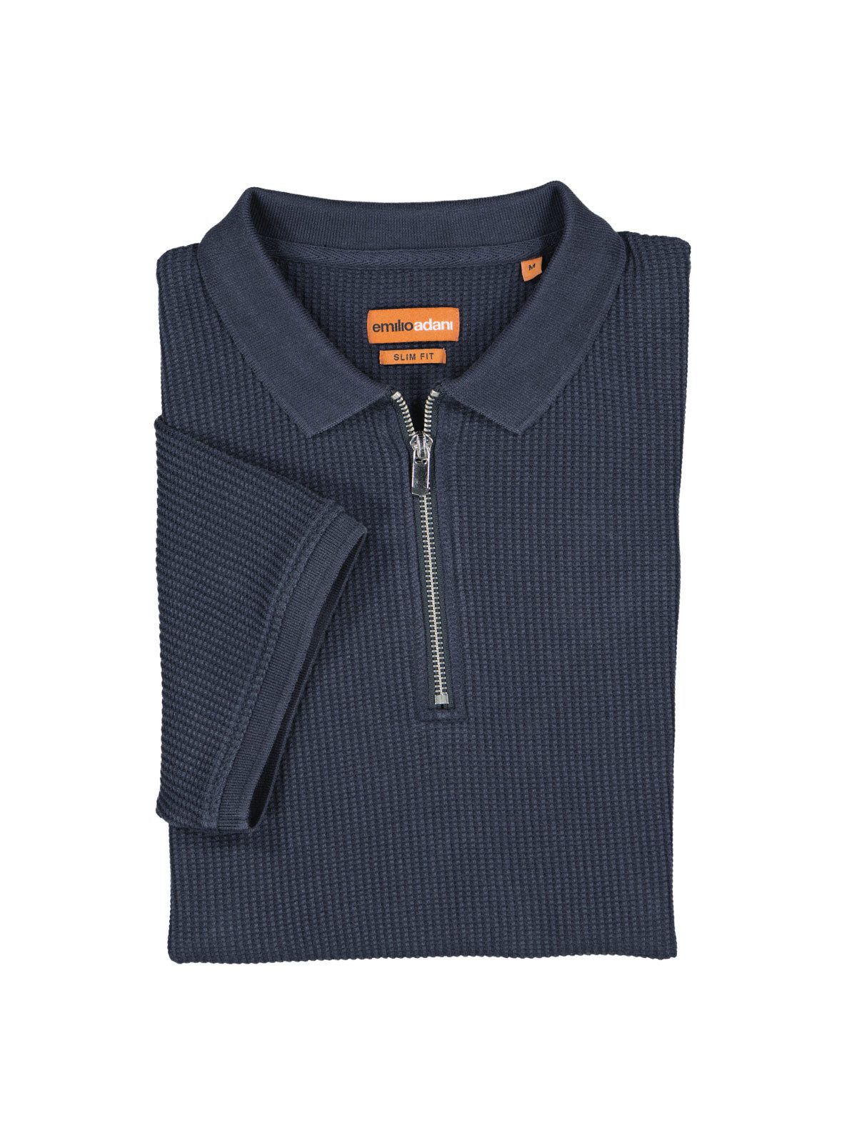 emilio adani Poloshirt Herren Poloshirt mit Reißverschluss, Saphirblau