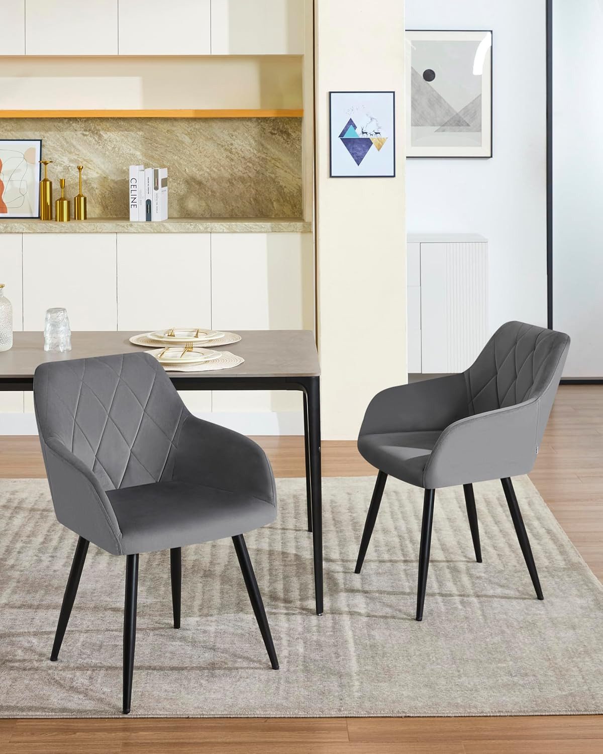 Woltu Esszimmerstuhl (2 St), Sessel mit Armlehne Rückenlehne mit Metallbein günstig online kaufen