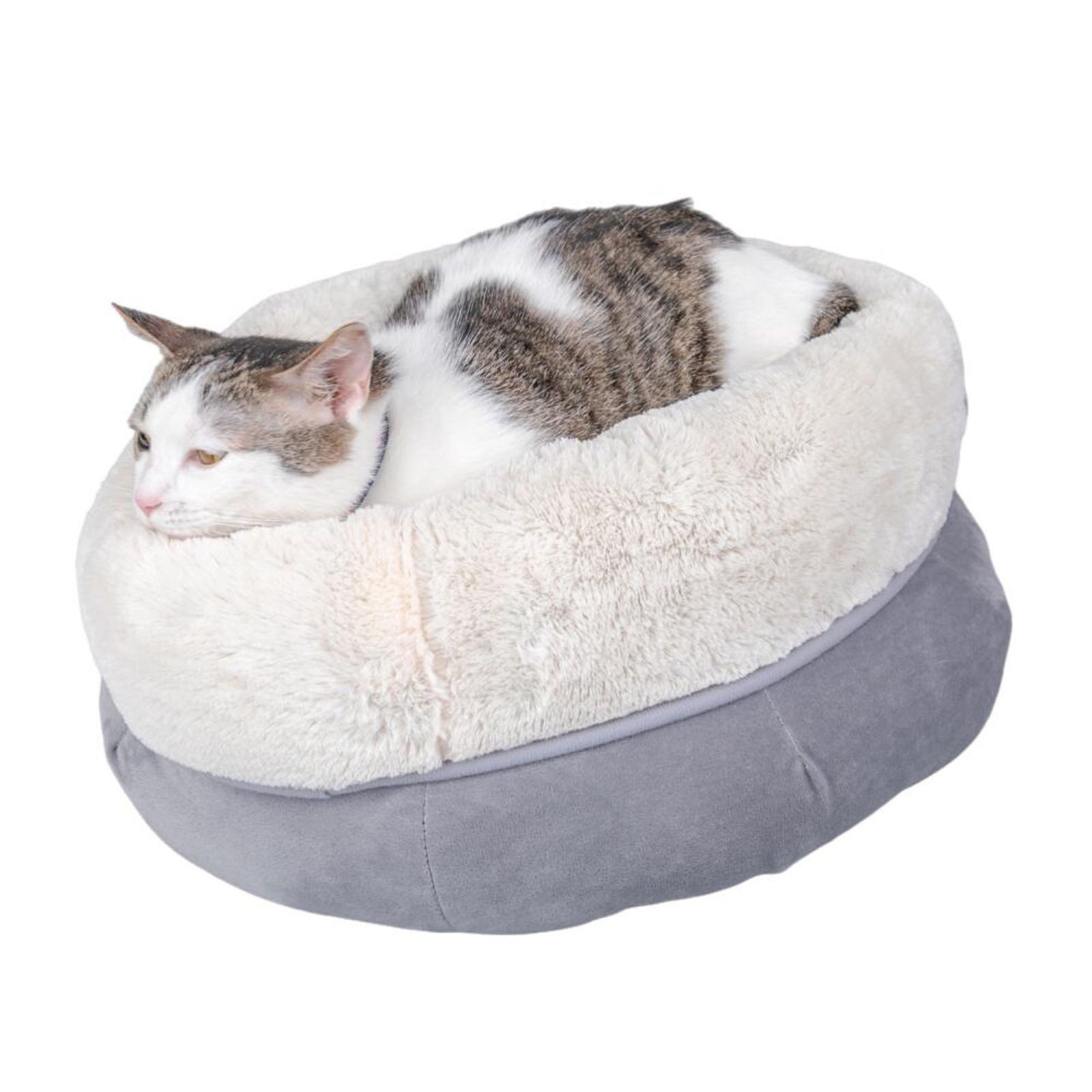 BURI Tierbett 8 Stück Kuschelbetten 46x24cm für Katzen & kleine Hunde rund grau