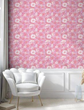 Abakuhaus Vinyltapete selbstklebendes Wohnzimmer Küchenakzent, Rose Romantisches Blooming Flora