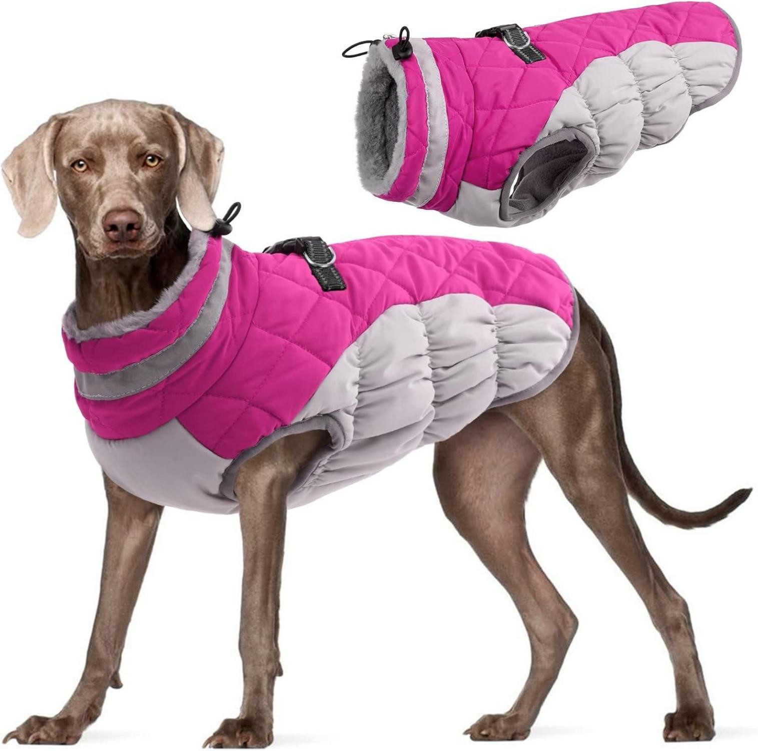 Kuoser Tier-Halstuch Wasserdichter Hundemantel Winterjacke Fleece gefüttert Reflektierend