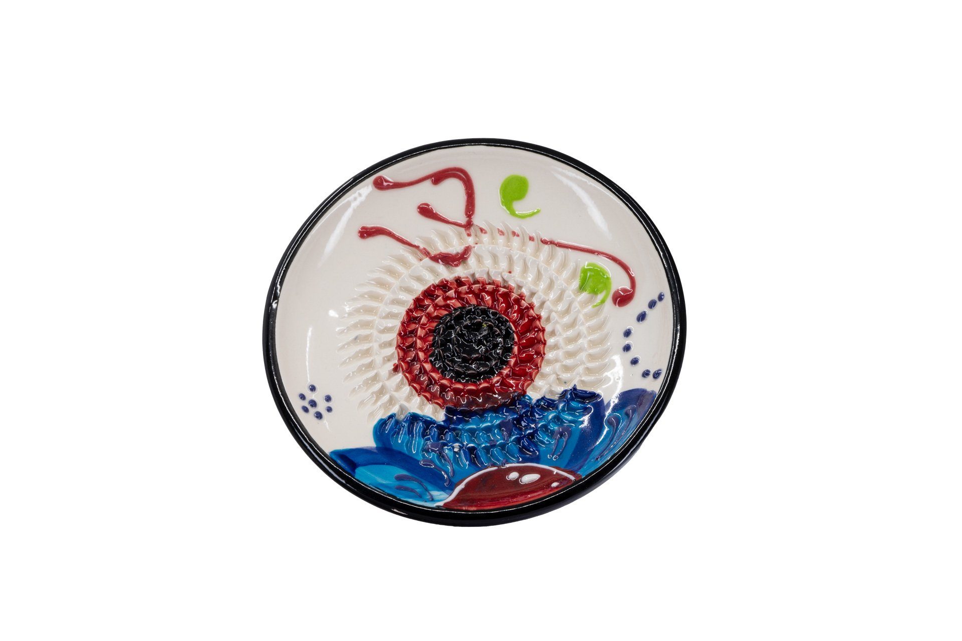 Kaladia Multireibe Reibeteller mit blauer Blüte, Keramik, handbemalte Küchenreibe - Made in Spain