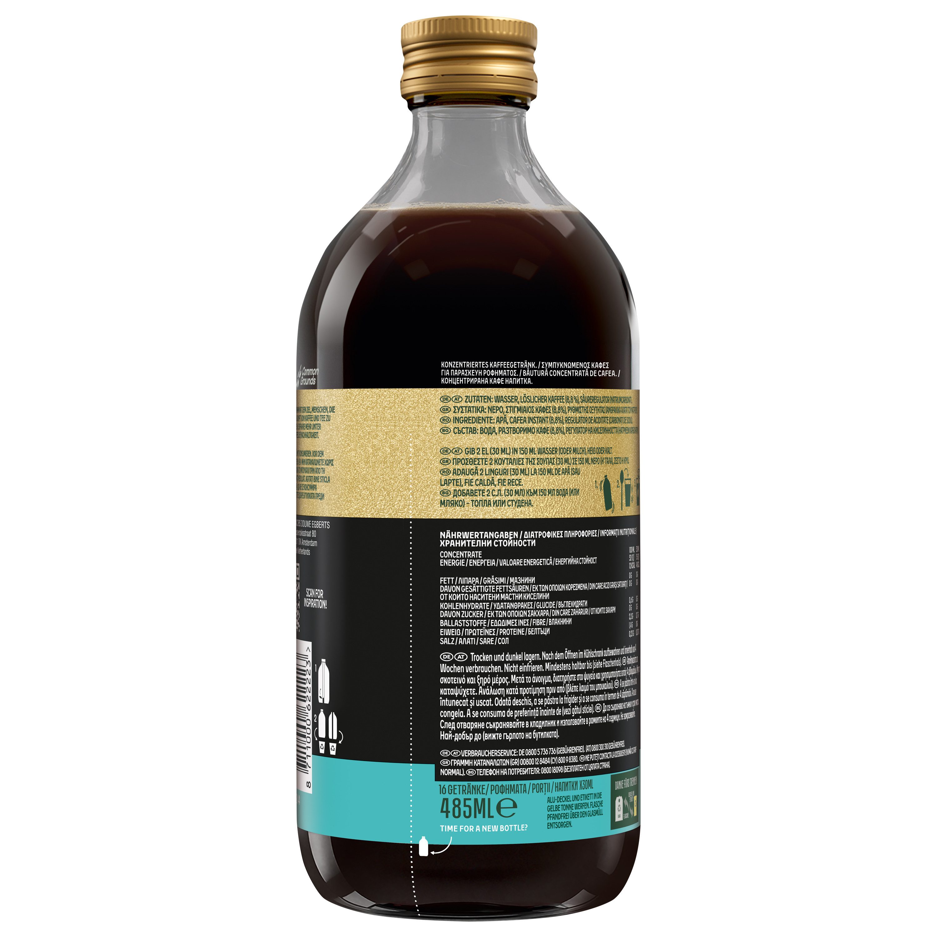 JACOBS Kaffee JACOBS Espresso Kaffeekonzentrat Black 6 x 485 ml, Ideal für Iced Coffee, Latte, Cappuccino oder kreative Kaffee-Rezepte – Bild 4 von 5