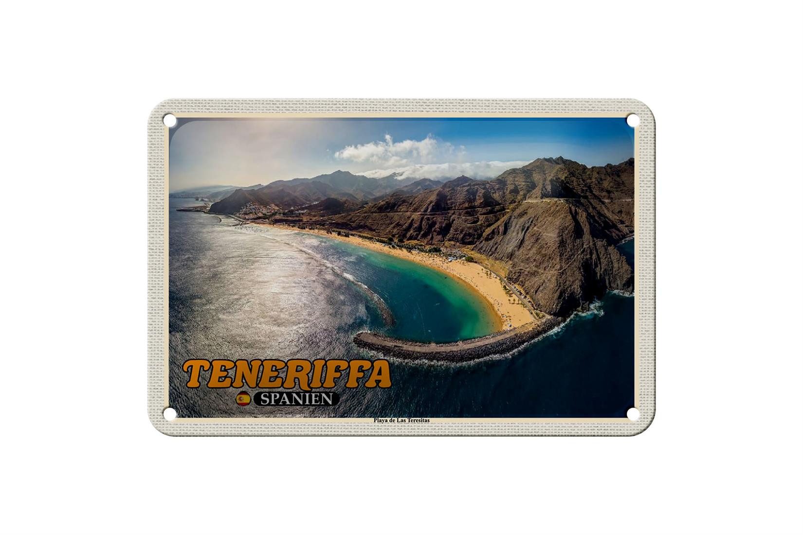 Metallschild Reise 18x12cm Teneriffa Spanien Playa de Las Teresitas