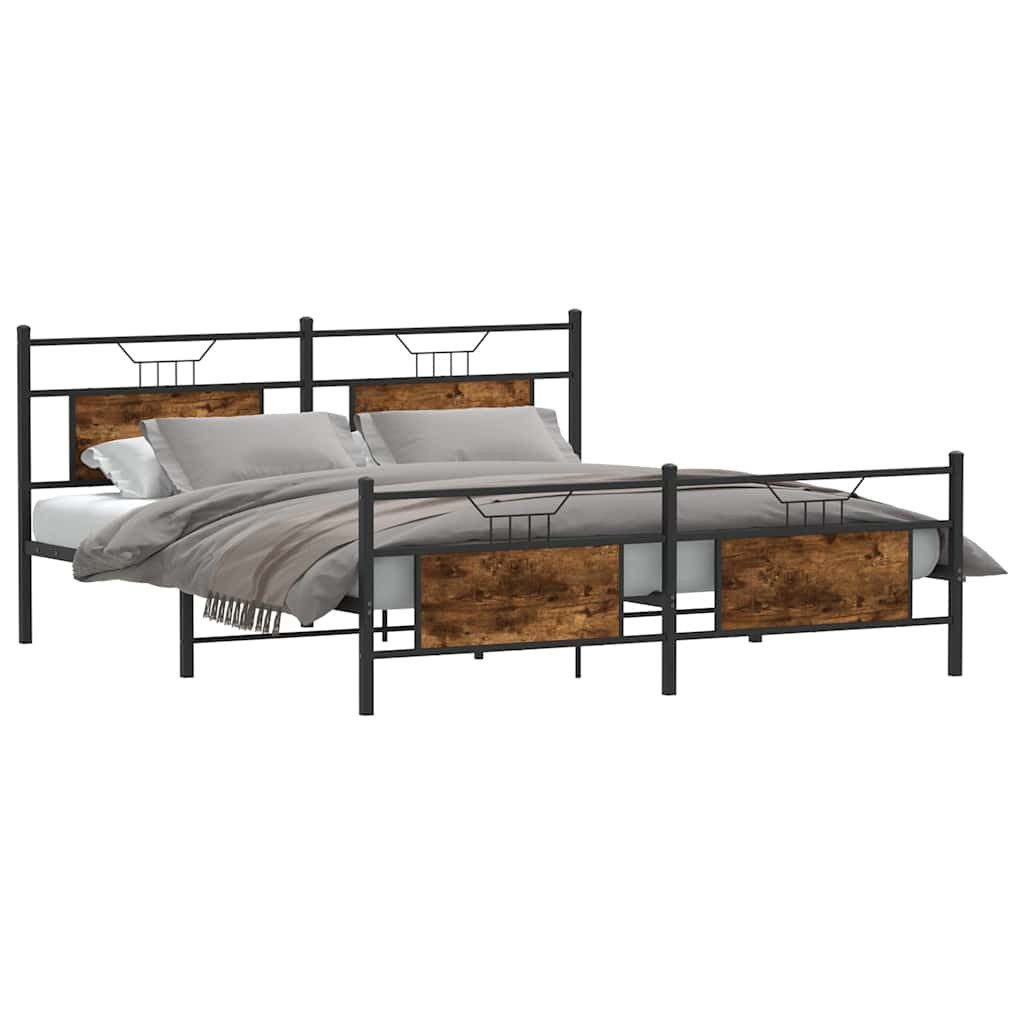 vidaXL Bett Metallbett ohne Matratze Räuchereiche günstig online kaufen