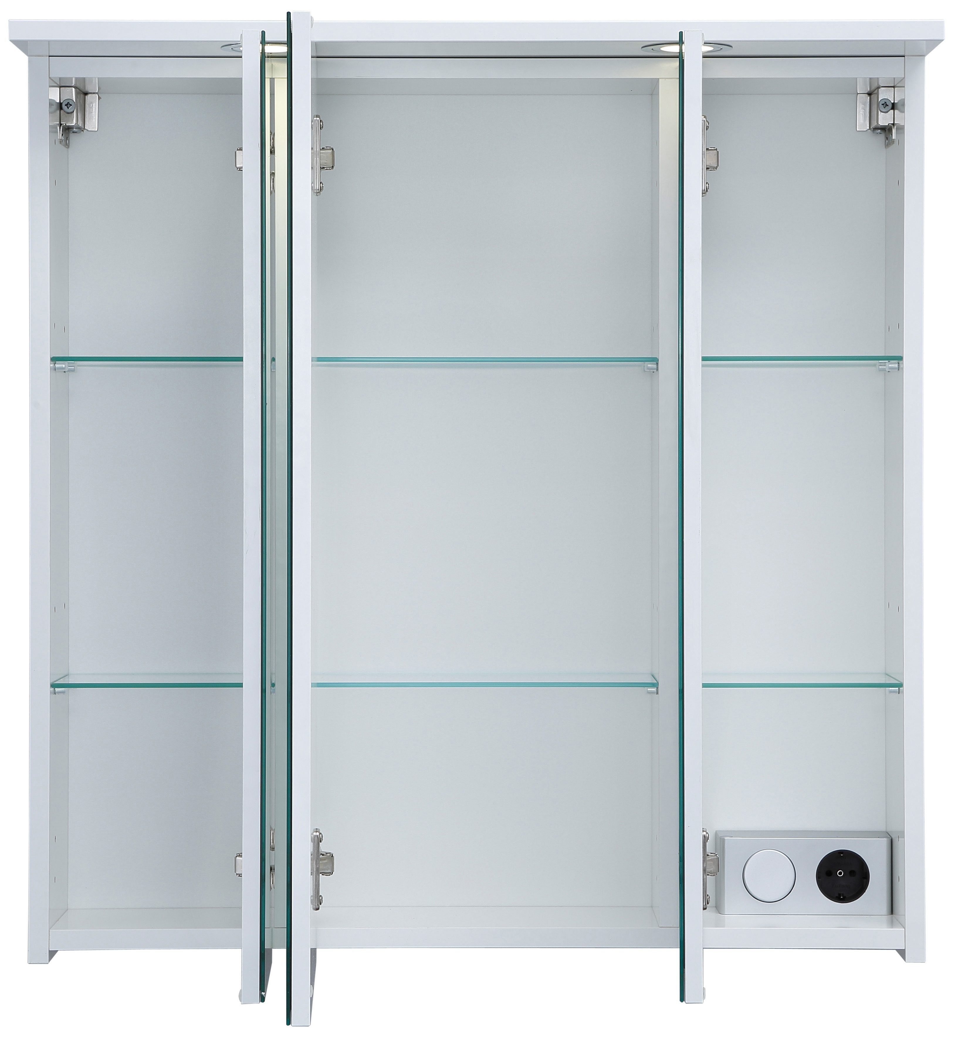 Schildmeyer Spiegelschrank SPS 700.1 Spot made in Germany Breite 70 cm, 3-türig, 2 LED-Einbaustrahler, Schalter-/Steckdosenbox