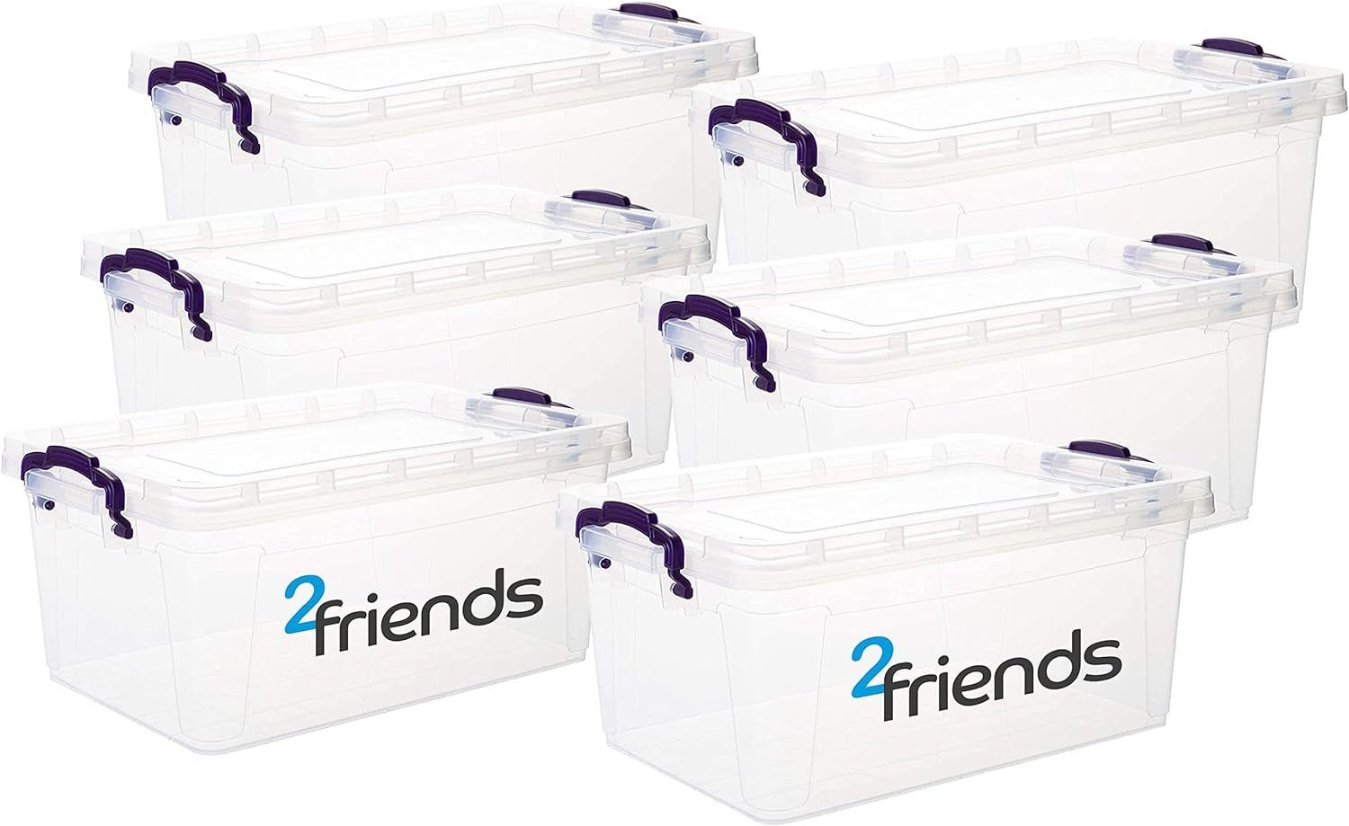2friends Aufbewahrungsbox 6er Set 22 L Aufbewahrungsbox mit Deckel Transparent, 48,5L x 32B x 21H cm transparent
