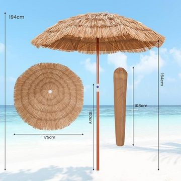KOMFOTTEU Sonnenschirm Hawaii Strandschirm, mit Neigungsfunktion & verstellbarer Höhe