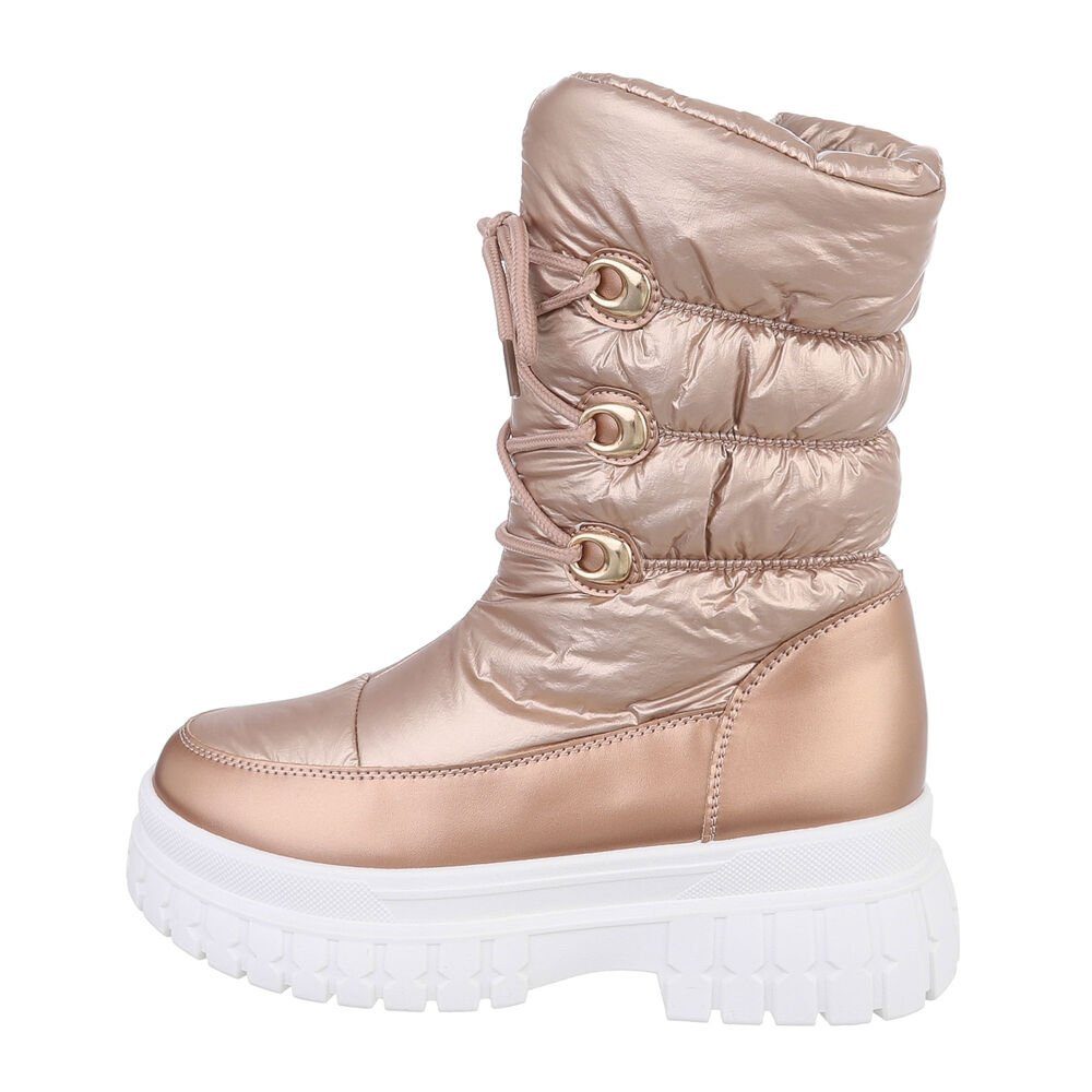 Ital-Design Damen Снегоходы Freizeit Снегоходы Blockabsatz Plateaustiefeletten in Gold