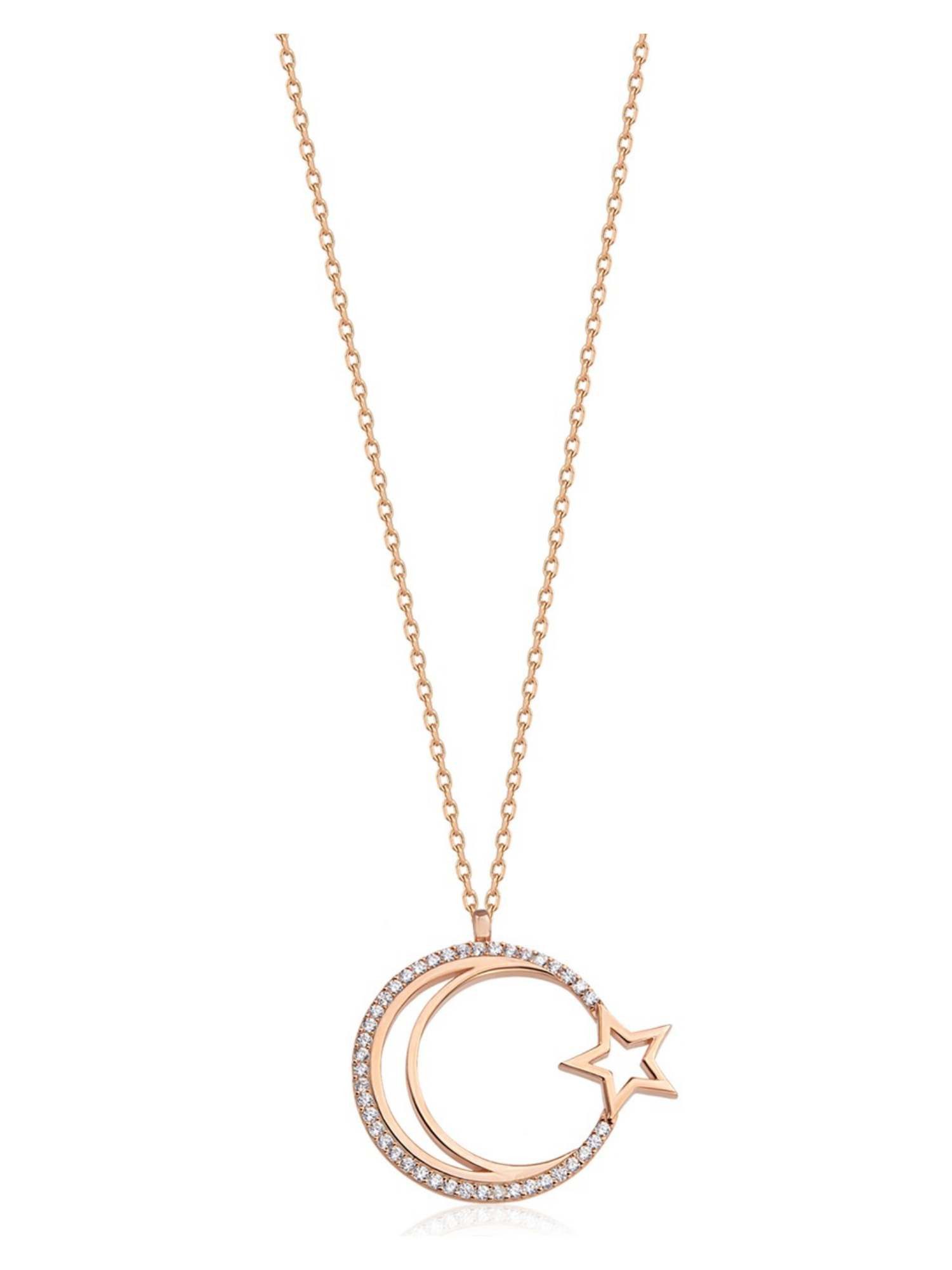 Nisan Kette und Anhänger Set, Damen Halskette aus 925er Silber mit Zirkonia günstig online kaufen