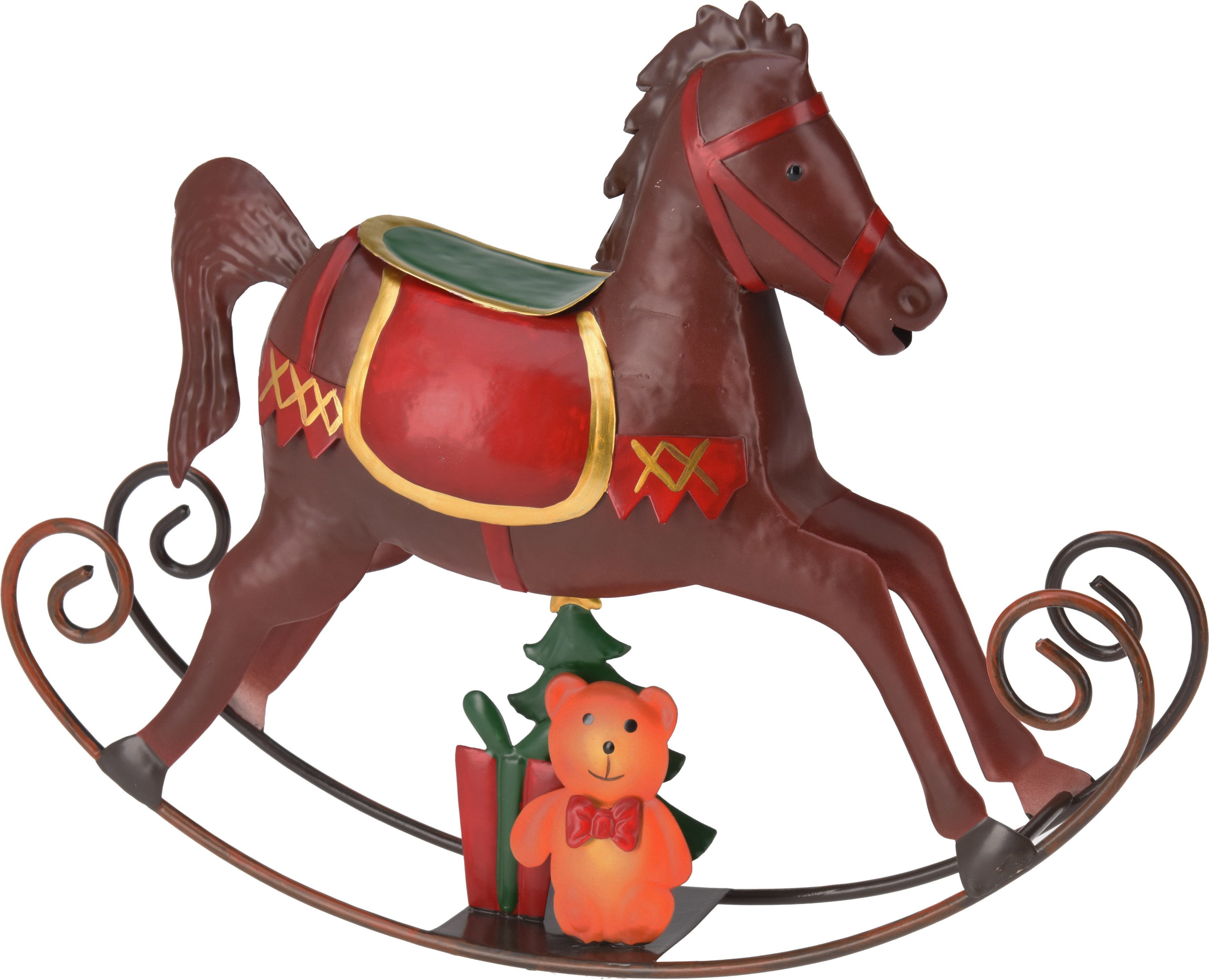 matrasa Dekofigur Schaukelpferd aus Metall Vintage Dekopferd Weihnachten Weihnachtsdeko, 24 x 31 x 7 cm