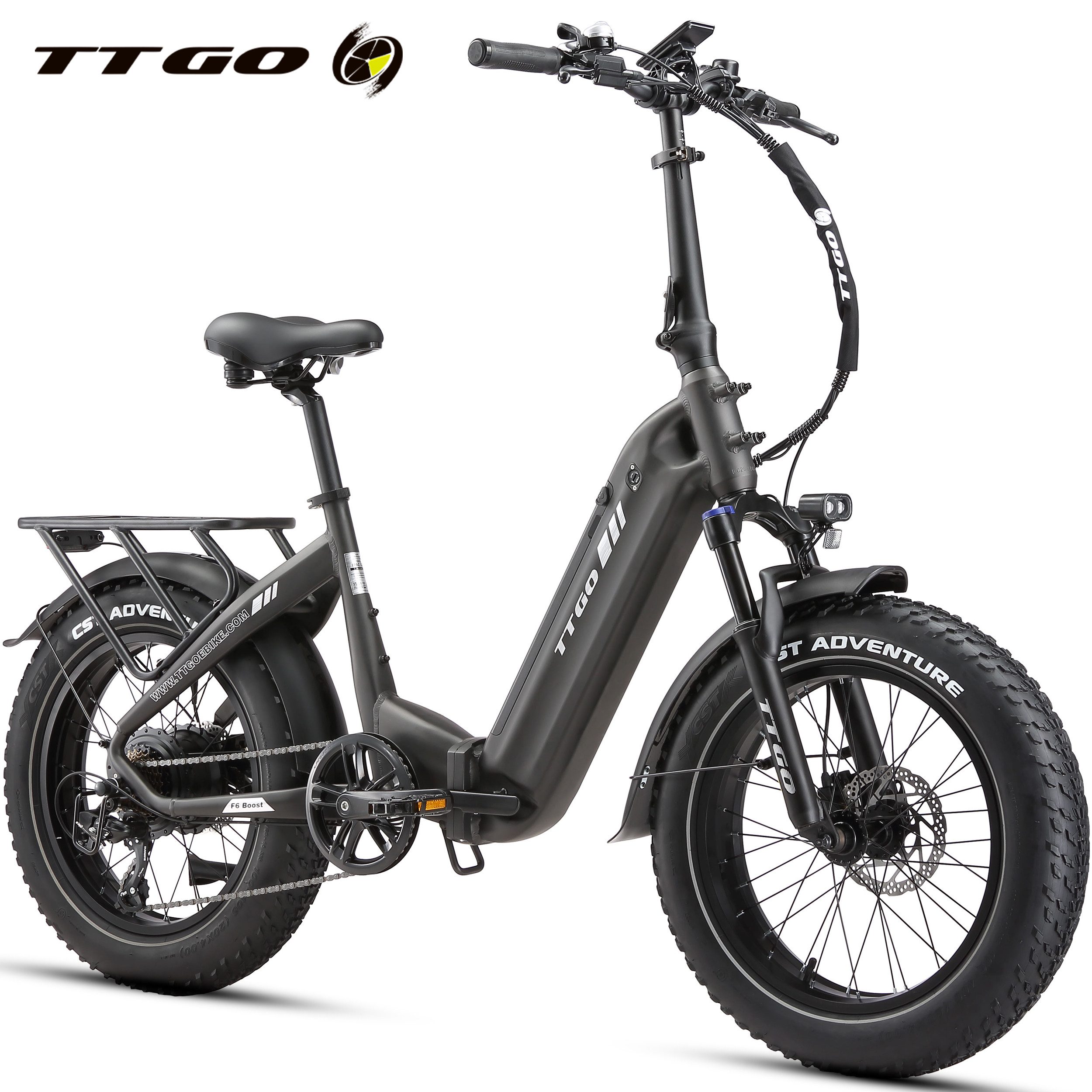TTGO E-Bike Klapprad 20x4 Zoll, 70Nm Hinterradmotor, 140km, F6B, Drehmomentsensor, 7 Gang SHIMANO, Kettenschaltung, Heckmotor, 864 Wh, MAX. 150kg, Federgabel mit Lockout, Elektrofahrrad, hydr. Bremsen