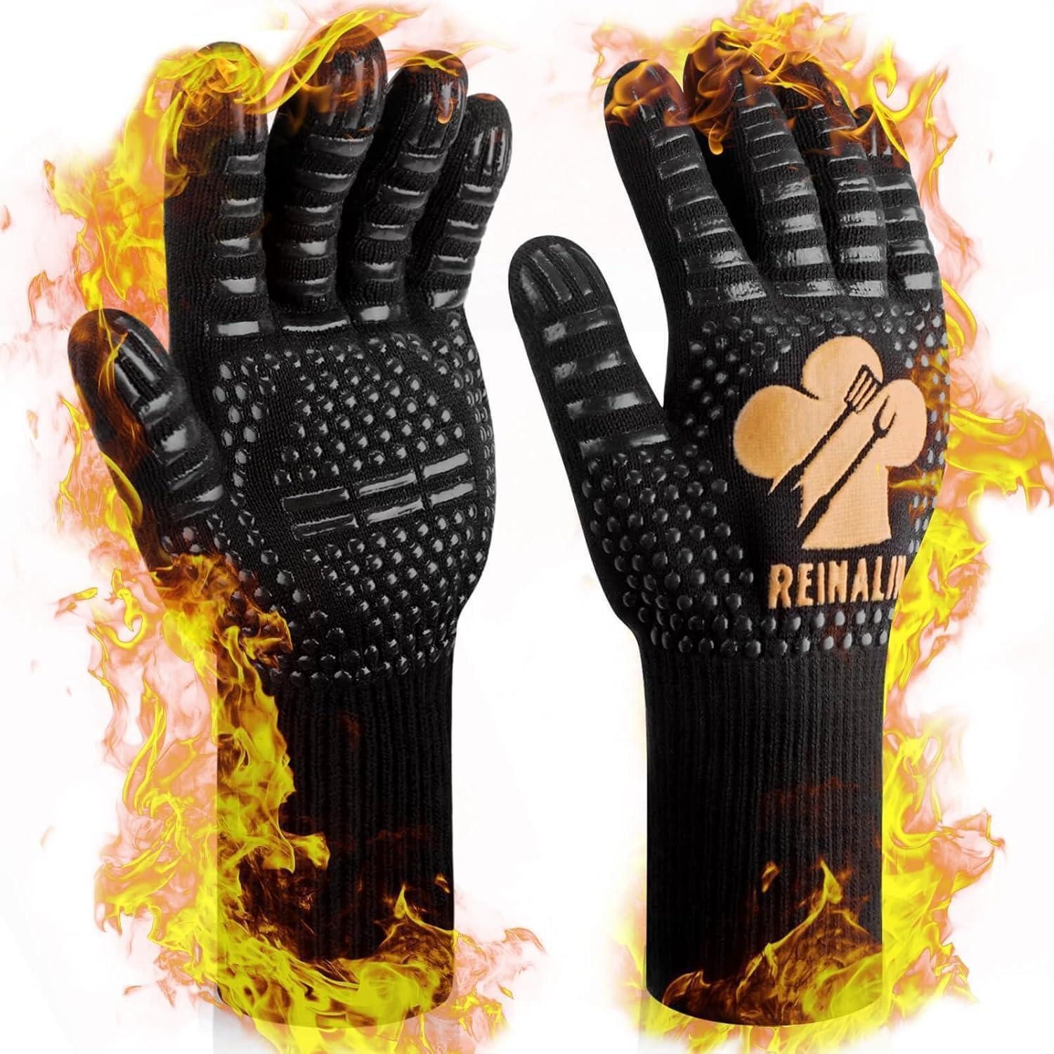 Grillhandschuhe Feuerfeste Grillhandschuhe Hitzebeständig bis 800 Grad Grill Zubehör