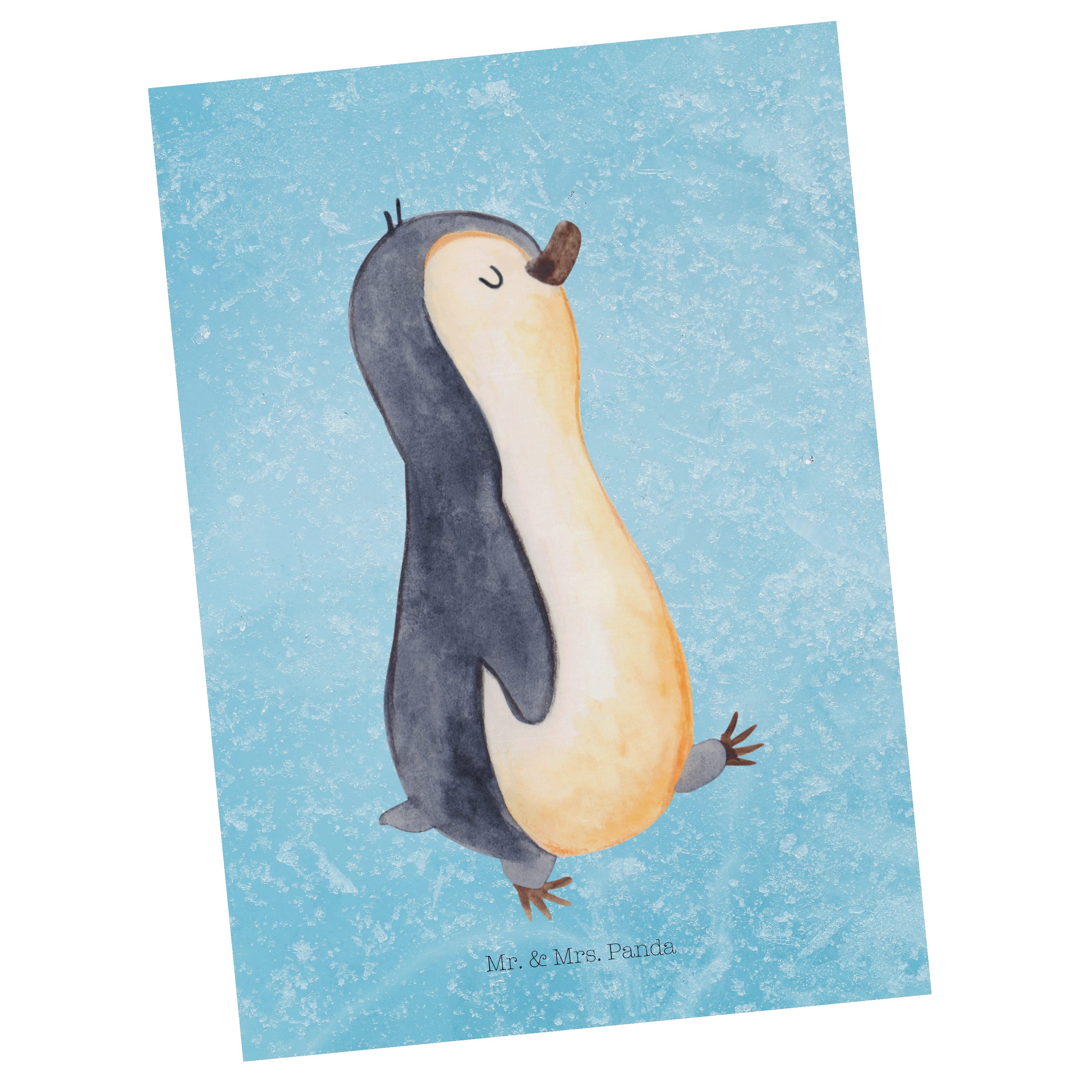 Mr. & Mrs. Panda Postkarte Pinguin marschierend - Eisblau - Geschenk, Karte, Bruder, Einladungsk | Grußkarten