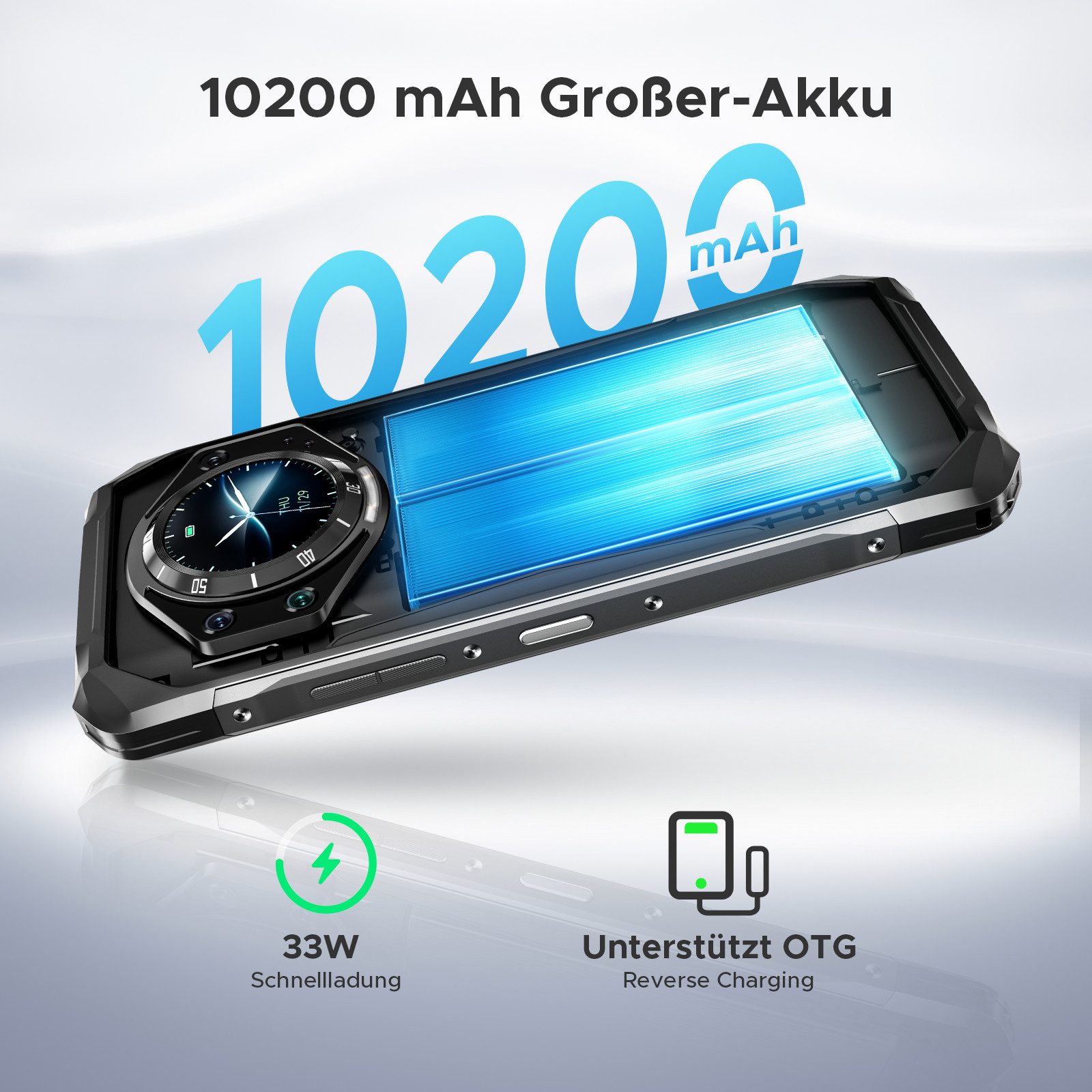 DOOGEE S119 Outdoor Handy 8GB RAM + 512GB ROM/2TB TF,6,72 Zoll FHD+ Display Smartphone (6.72 Zoll, 512 GB Speicherplatz, 100 MP Kamera, 100-MP-KI-Hauptkamera,10200mAh Akku,33 W-Schnellladen)