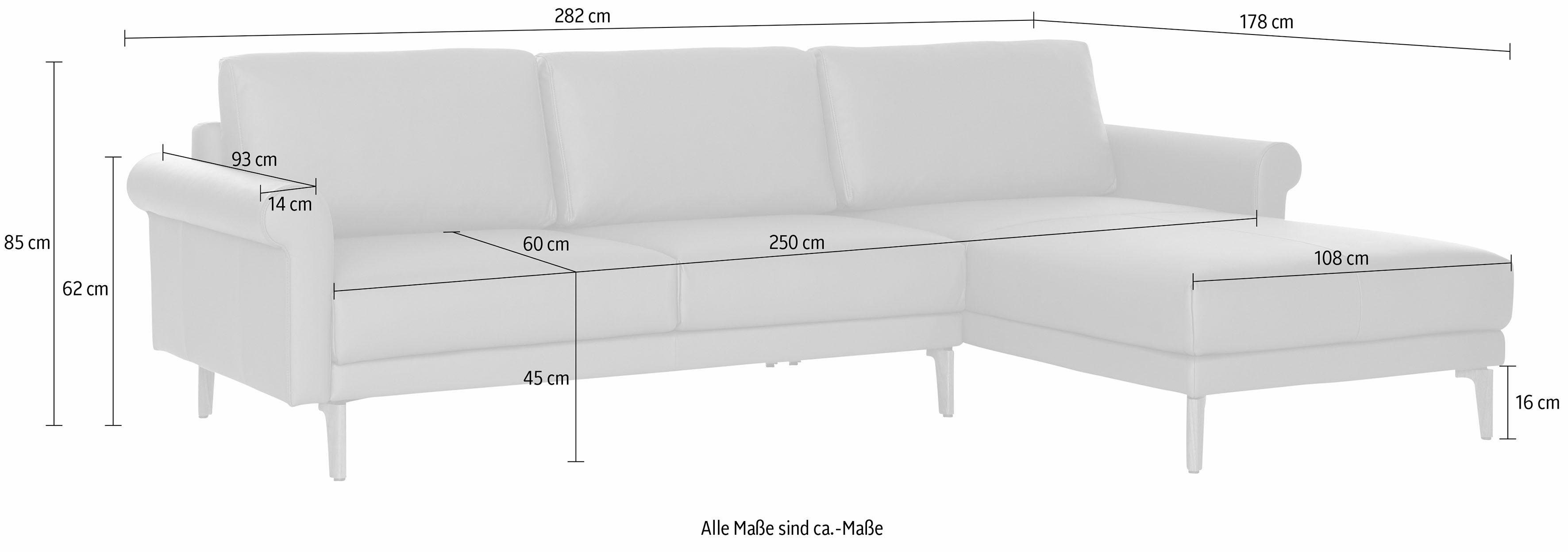 Landhaus, hülsta cm, modern sofa Nussbaum Ecksofa 282 Schnecke hs.450, Breite Fuß Armlehne