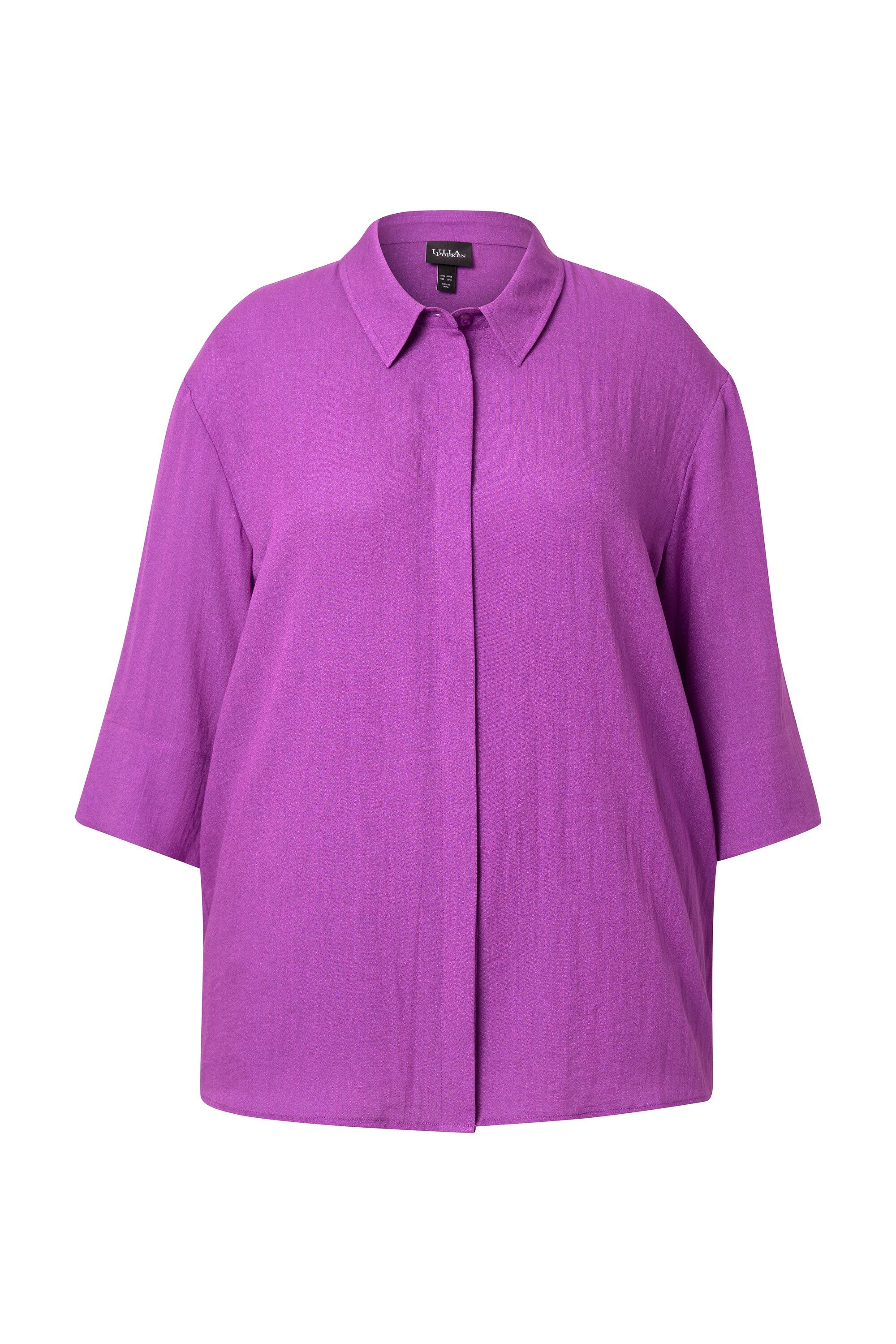 Ulla Popken Hemdbluse Hemdbluse Rückenfalte Hemdkragen günstig online kaufen